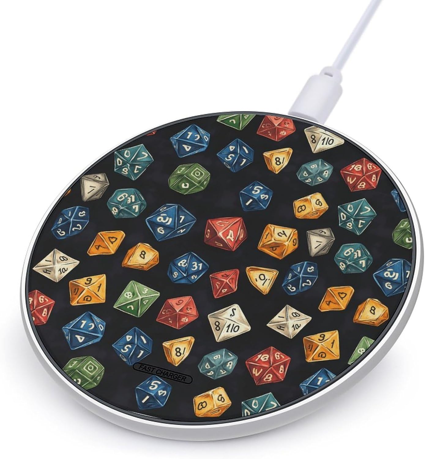 D and 20 Dice Dungeons Portable Charger Wireless Charging Pad for Travel Bedside Office