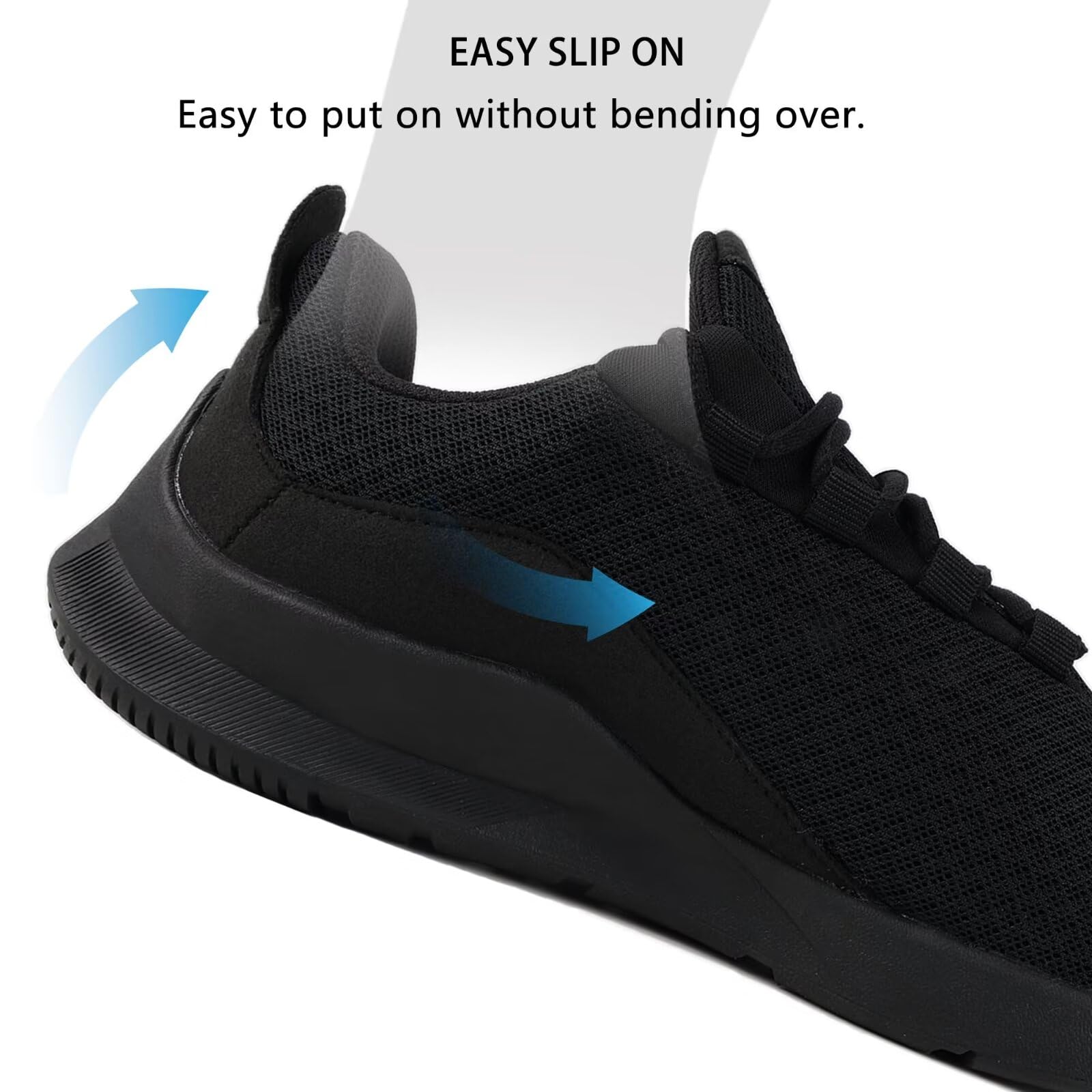 HENGNI Mens Running Shoes Slip on Walking Tennis Shoes Lightweihgt Breathable Non Slip Fashion Sneakers for Work Gym Travel,Black,Size 12.5