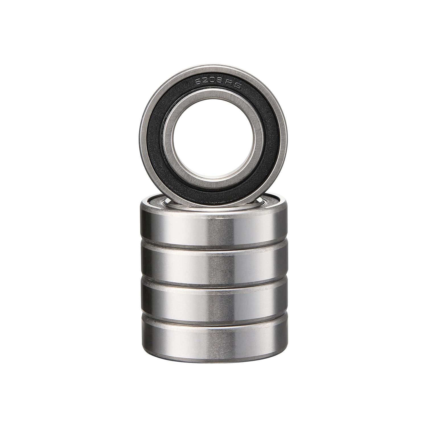 6208-2RS Bearing 5 Pack Double Sealed Deep Groove Ball Bearings,40x80x18mm,Pre-Lubricated for High RPM (RS, 6208)