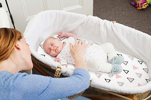 Miniatura 3 de GRSSDER Juego de 2 sábanas elásticas ultra suaves para moisés, ajuste universal para moisés, cesta de moisés ovalada, rectangular, colchón, sábanas