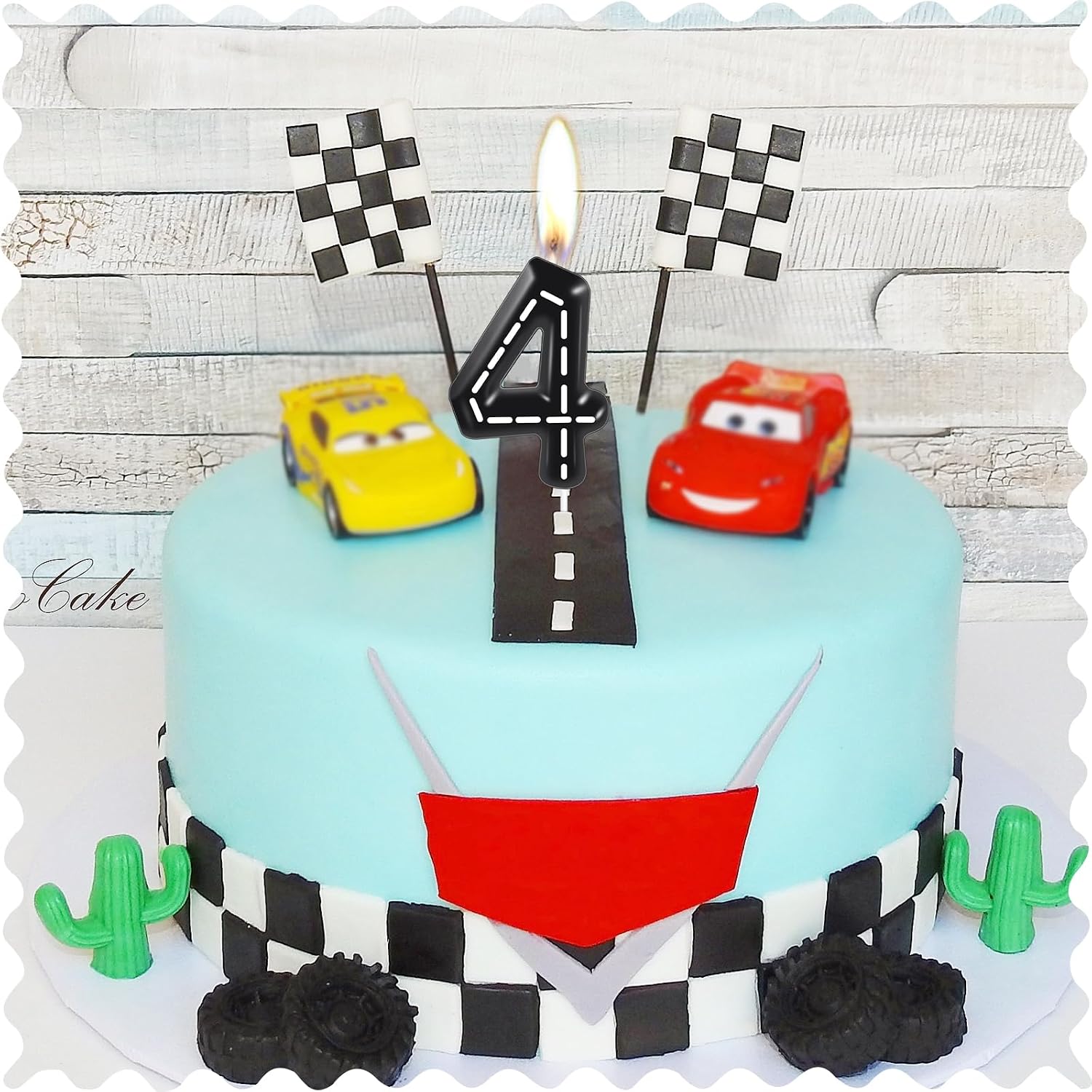 Racing Cars Themed Birthday Candles for Cake, Black and White Stripes Candle, Number 16 Candle Happy Birthday Cake Topper for Boys Girls Racing Car Birthday Party Decorations Supplies Gifts