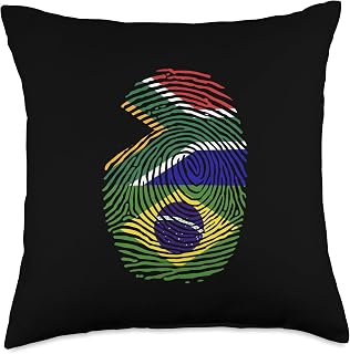Heritage Brasil and South Africa Roots Africa and Brazil Fingerprint South African Brazilian Throw Pillow, 18x18, Multicolor