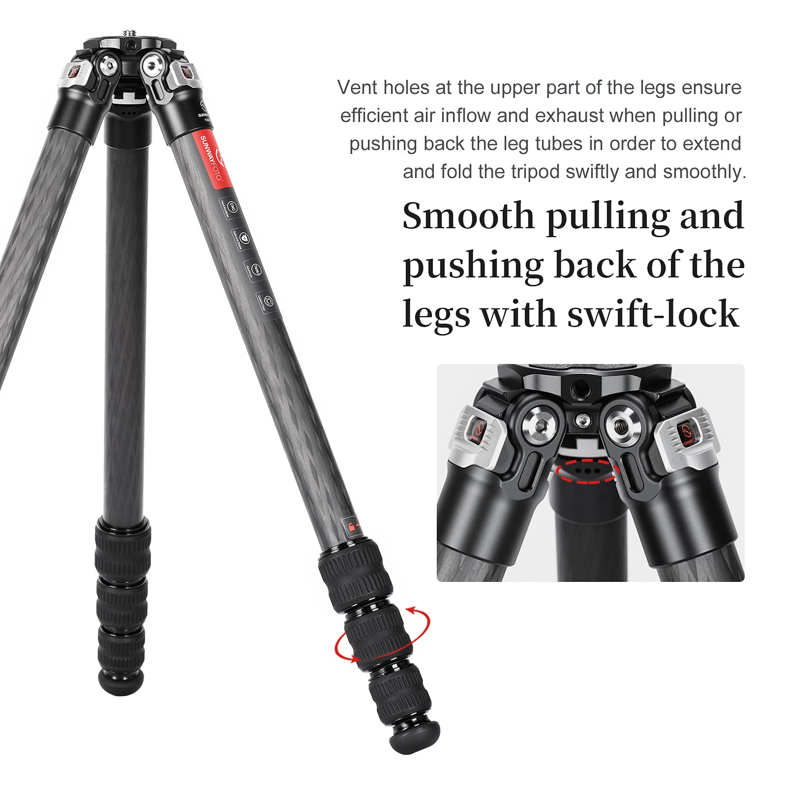 Sunwayfoto DT-02d50 2 Vie Neiger Treppiede Testa Nero