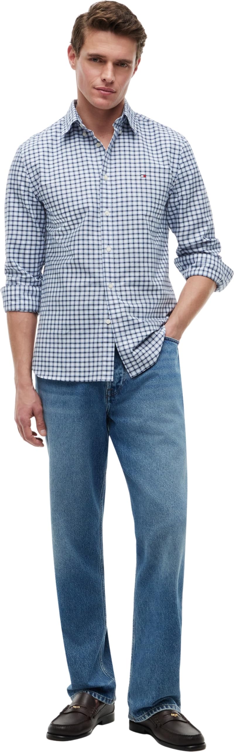 Tommy Hilfiger Herren Heritage Oxford Small Check Sht Mw0mw43305 L/S Shirt (1er Pack)