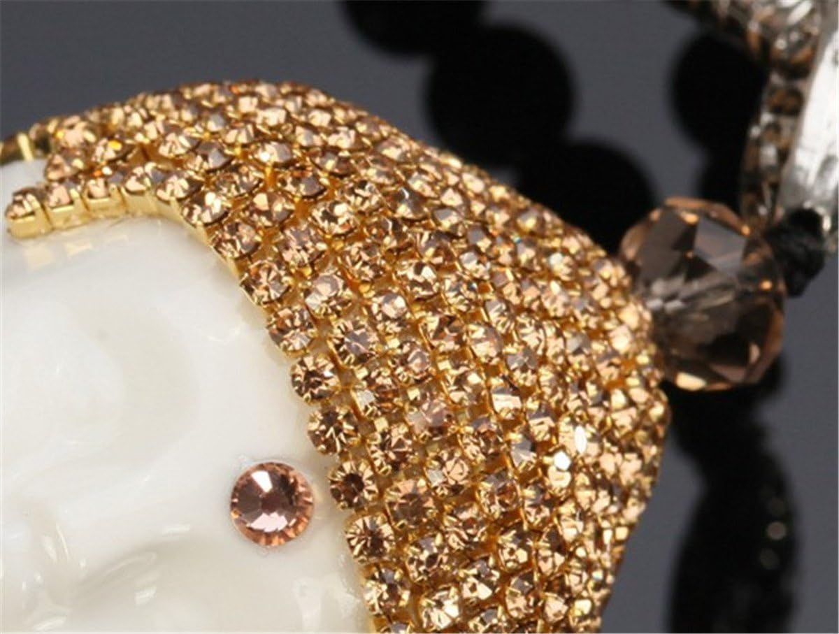 Tathagata Buddha Car Pendant White Porcelain Decor Lucky Safety Hanging Ornament Gift Rear View Mirror Accessories Auto Interior Dangle (Gold)