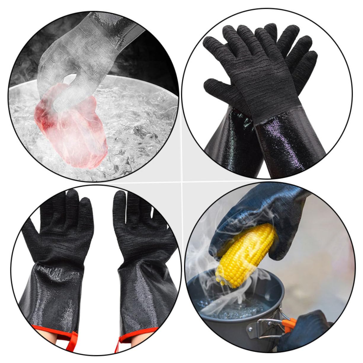 Guanti Barbecue Resistenti al Calore in Neoprene Nero, 1 Paio | Antiscivolo, Isolamento Termico, per Forno e Cucina, Accessorio Protettivo da Lavoro