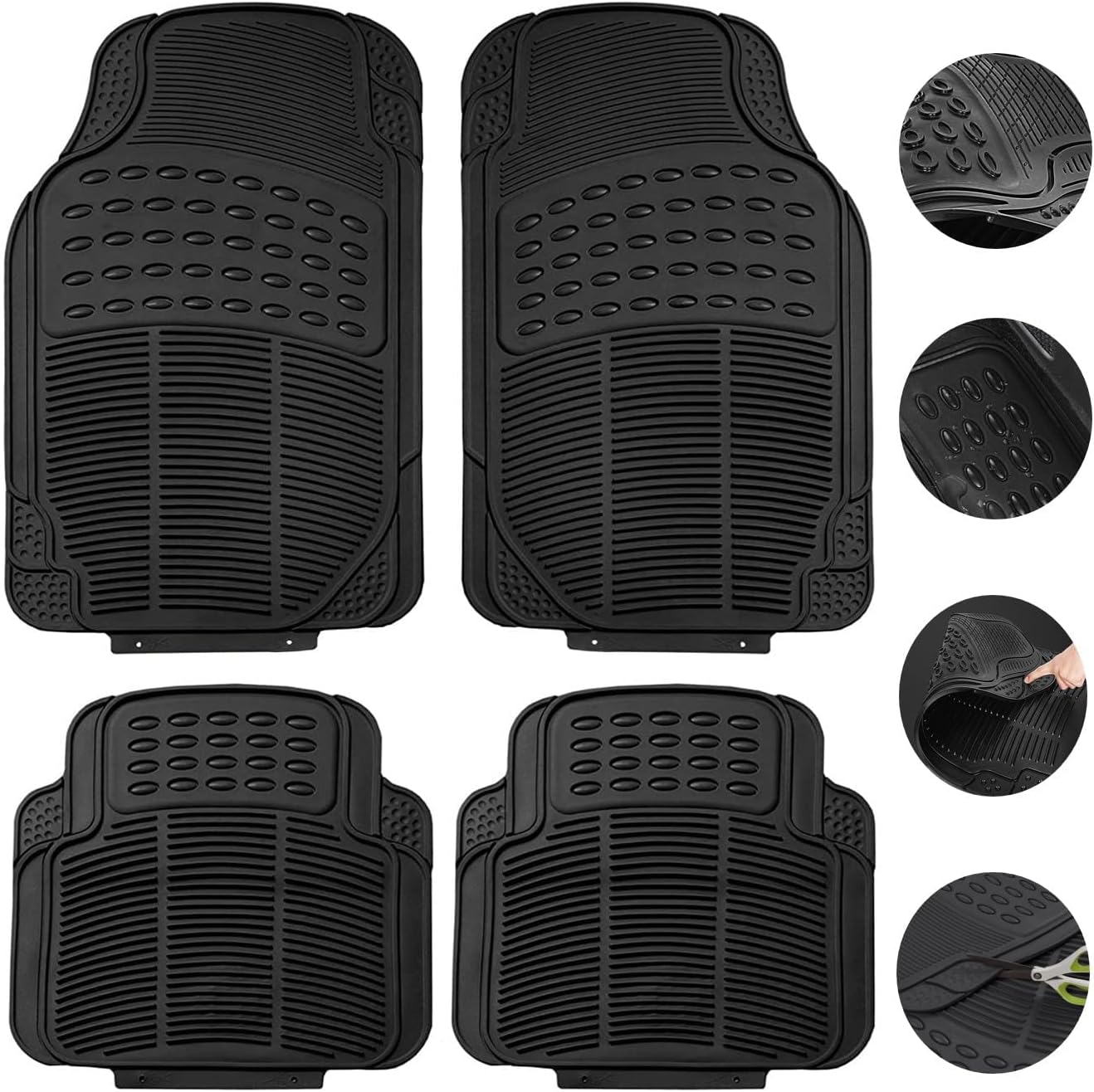 Car Simple Rubber Mats Black 4Pcs for Ford Figo Old(2010-2015)