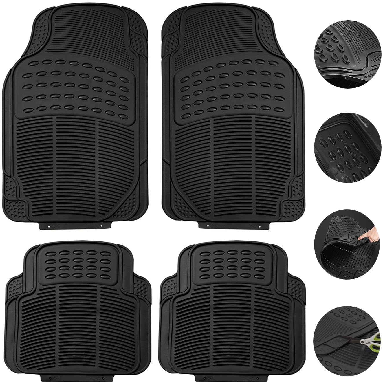 Fabaro Car Simple Rubber Mats Black 4Pcs for Ford Figo Old(2010-2015)
