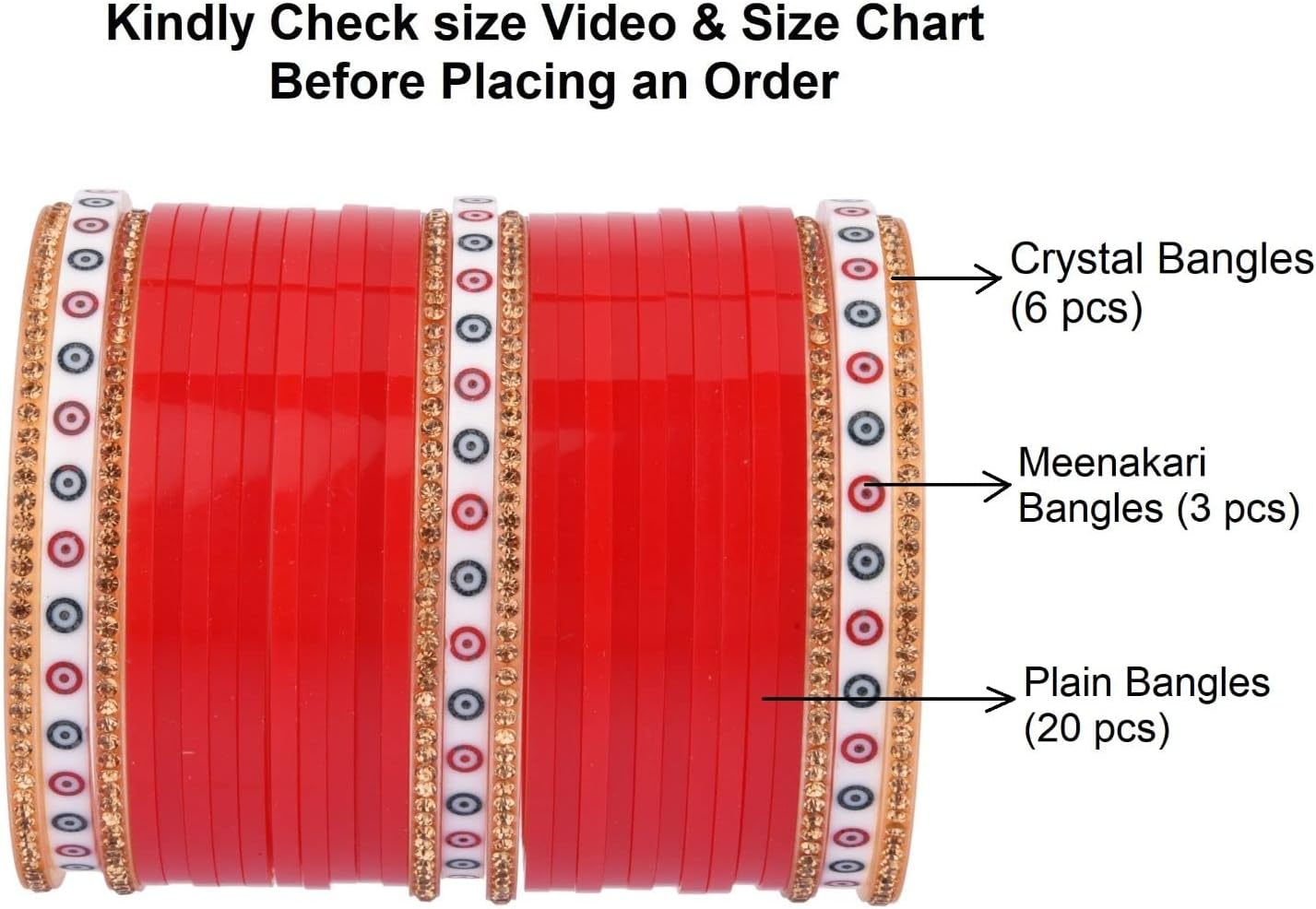 Efulgenz Indian Bangles for Women Bridal Bangle Set Punjabi Chuda Traditional Wedding Bridal Chura Set Crystal Rhinestone Acrylic Bracelet Set Jewelry for Women