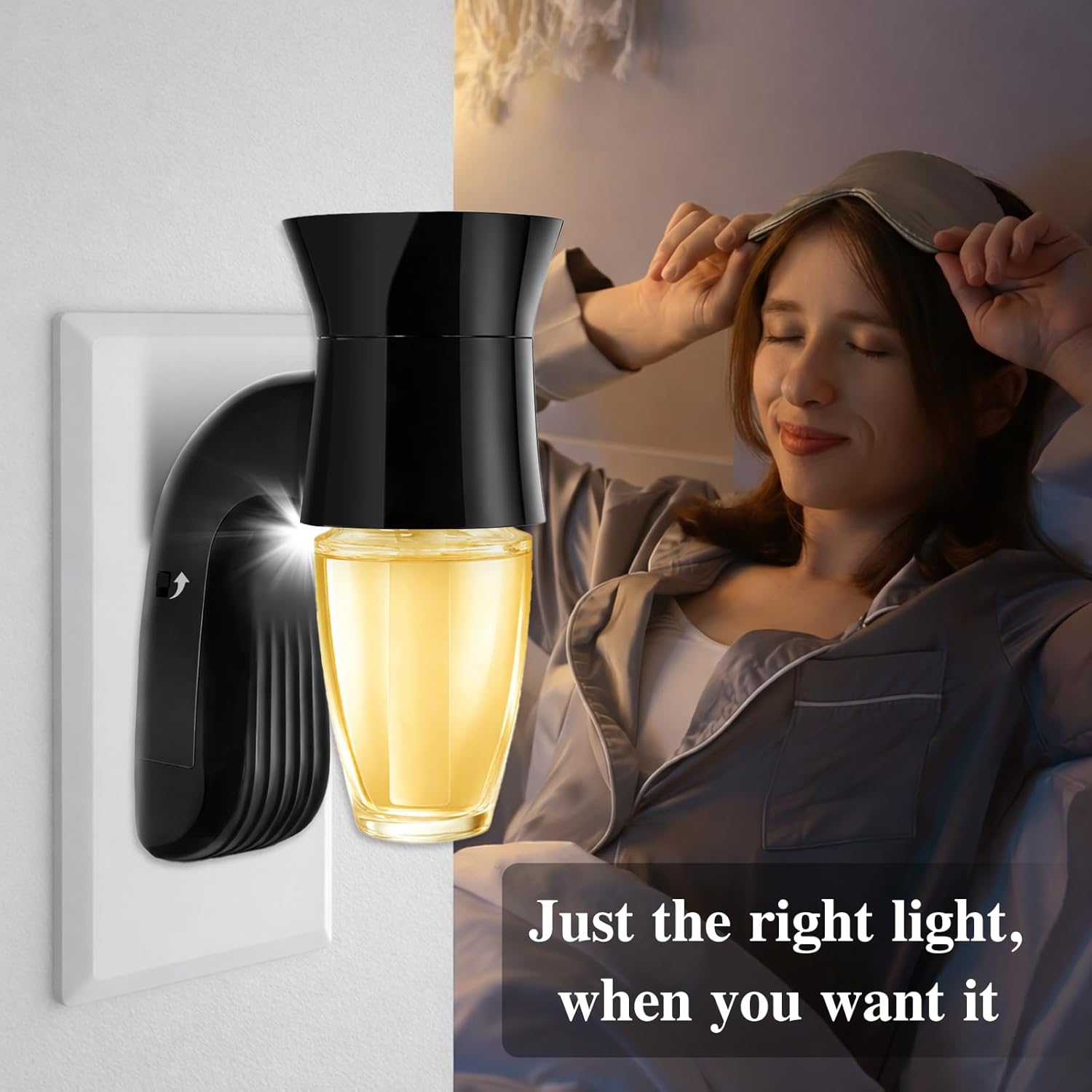 4 Pack Wall Fragrance Plug in with Night Light Compatible with Bath & Body Works Wallflowers, Plug in Aromatherapy Diffuser for Bedroom, Home Fragrance, Relaxing Atmosphere - Black