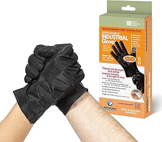 Protospheric Revolutionary NEW Disposable Gloves - 7X Stronger Yet Thinner Than Black Nitrile Gloves