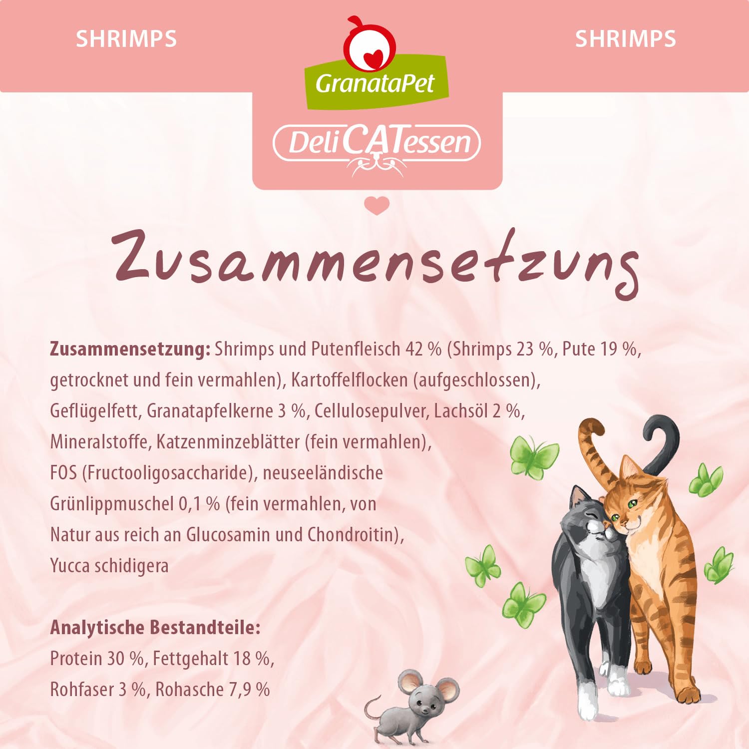 GranataPet DeliCatessen Shrimps Adult, sucha karma dla kotów, smaczna karma dla kotów, pełnoporcjowa karma bez zbóż i bez dodatków cukru, 1,8 kg