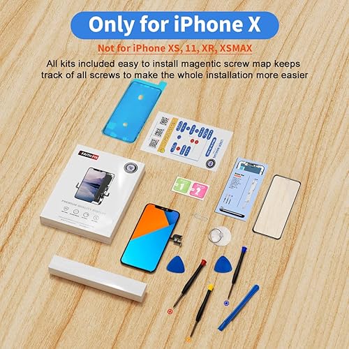 Miniatura 8 de EFAITHFIX Pantalla LCD de repuesto para iPhone X de 5.8 pulgadas, montaje de marco LCD y digitalizador de pantalla táctil 3D con kit de herramientas