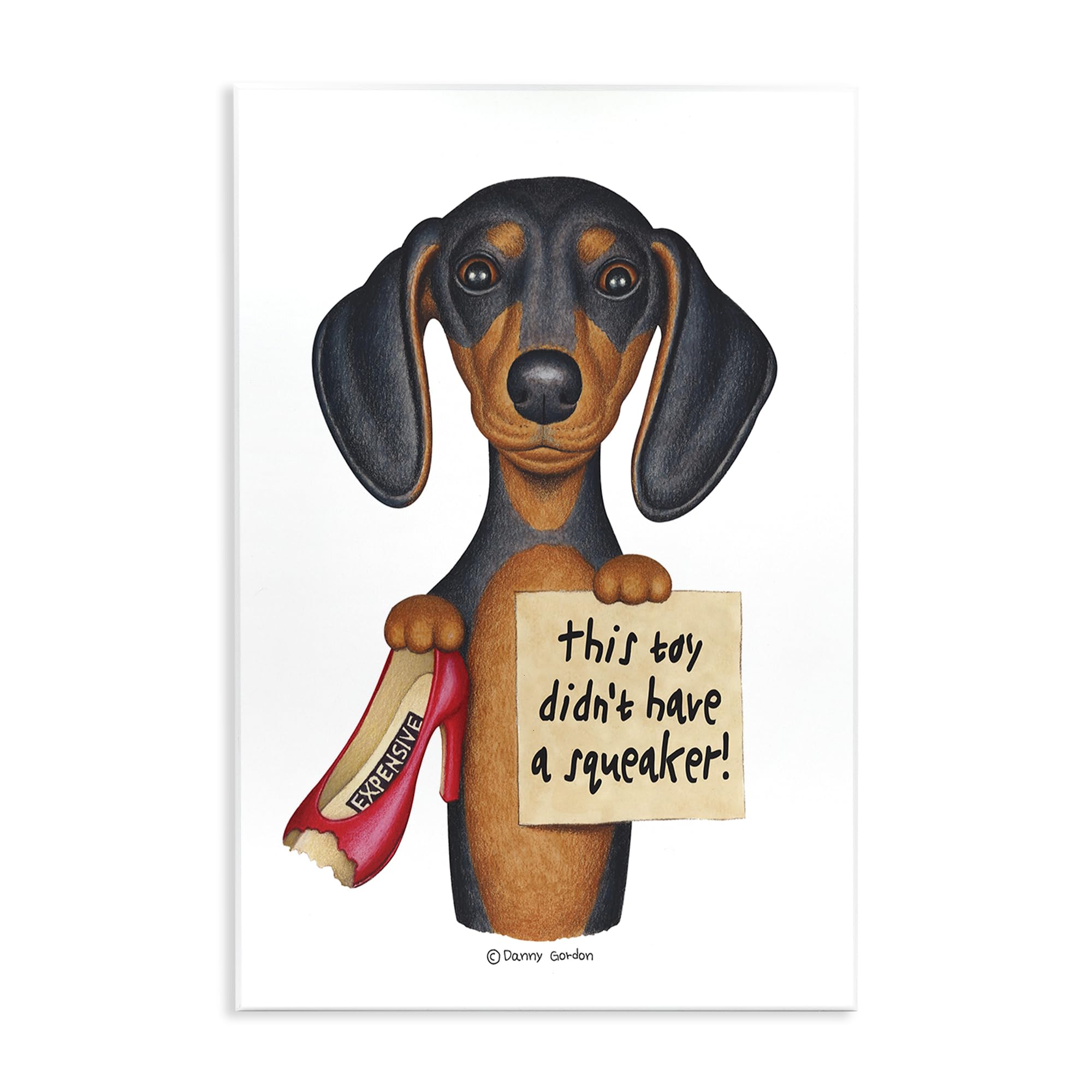 Funny Dachshund Shoe Joke, 13 x 19 Inch Mounted Print on Wall Plaque
