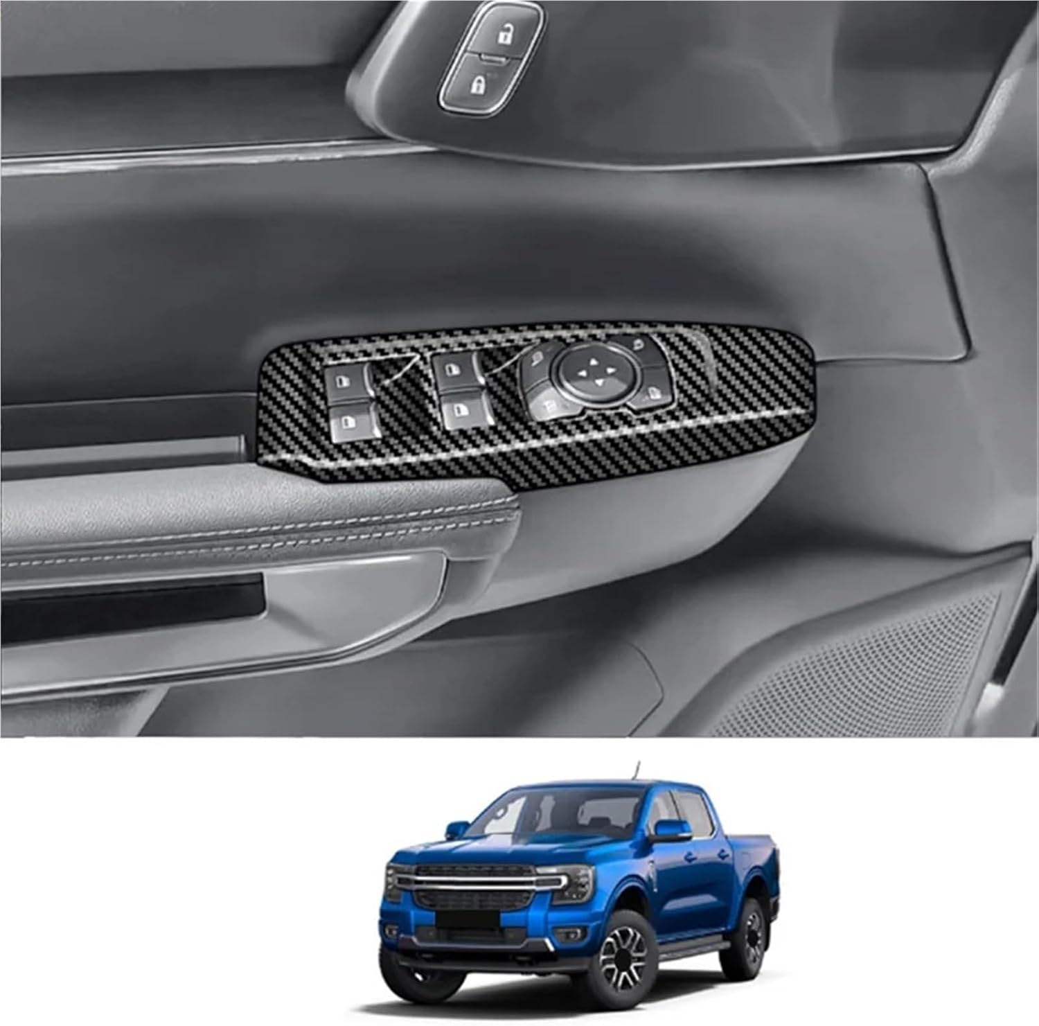 Window Glass Lift Button Switch Cover Trim Door Armrest Panel Car Accessories Compatible With Ford Ranger 2023+