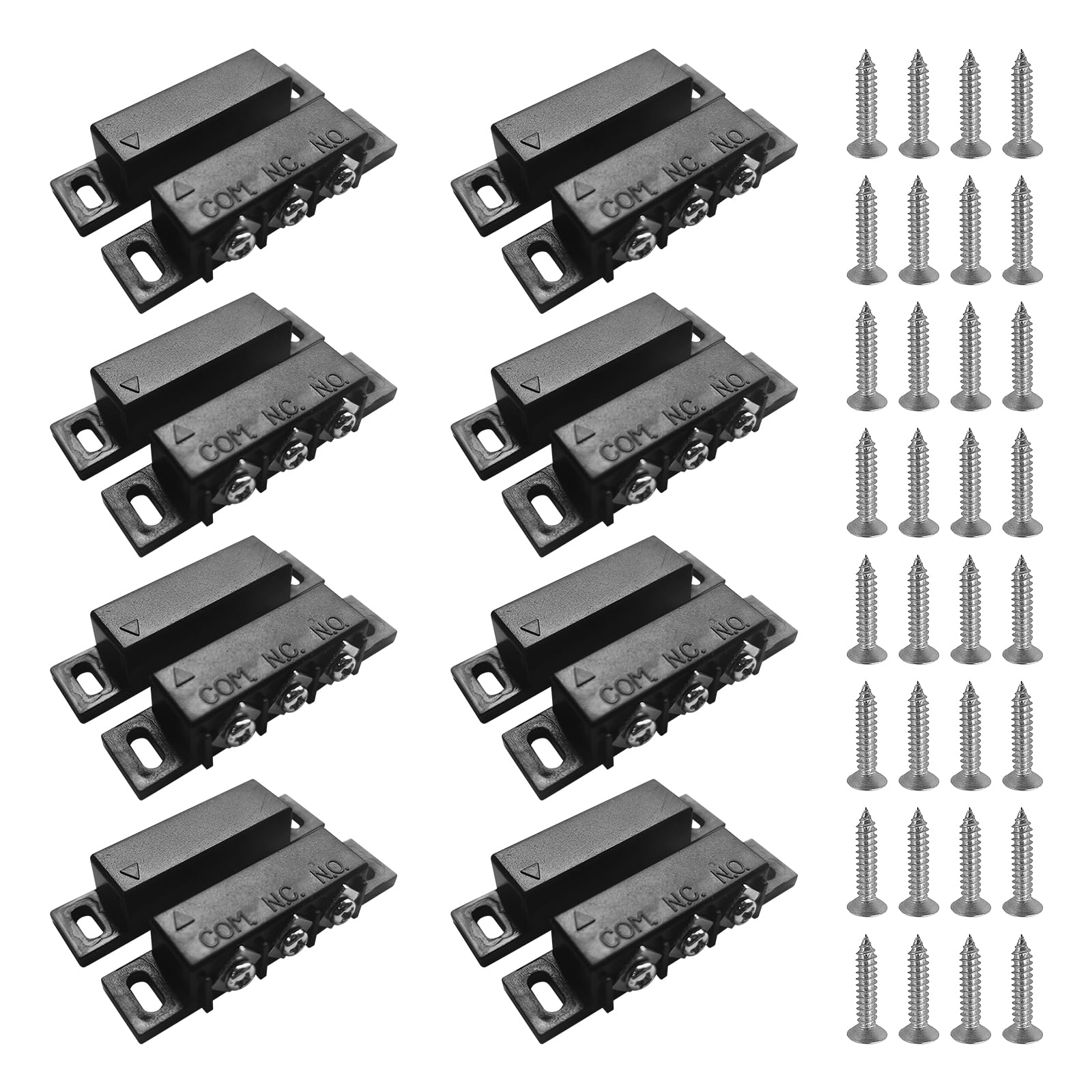 8 Pairs Magnetic Reed Switch with Mounting Screws Normally Open and Normally Closed Door Magnetic Alarm Sensor