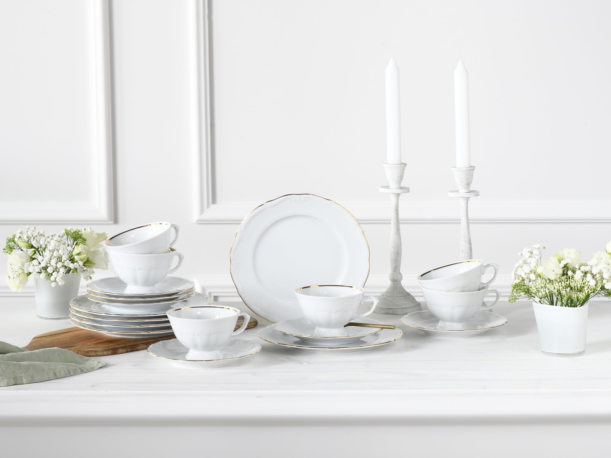 CreaTable, 24318, seria Maria Theresia Gold, 18-częściowy zestaw naczyń dla 6 osób, serwis do kawy z porcelany, wyprodukowano w Europie