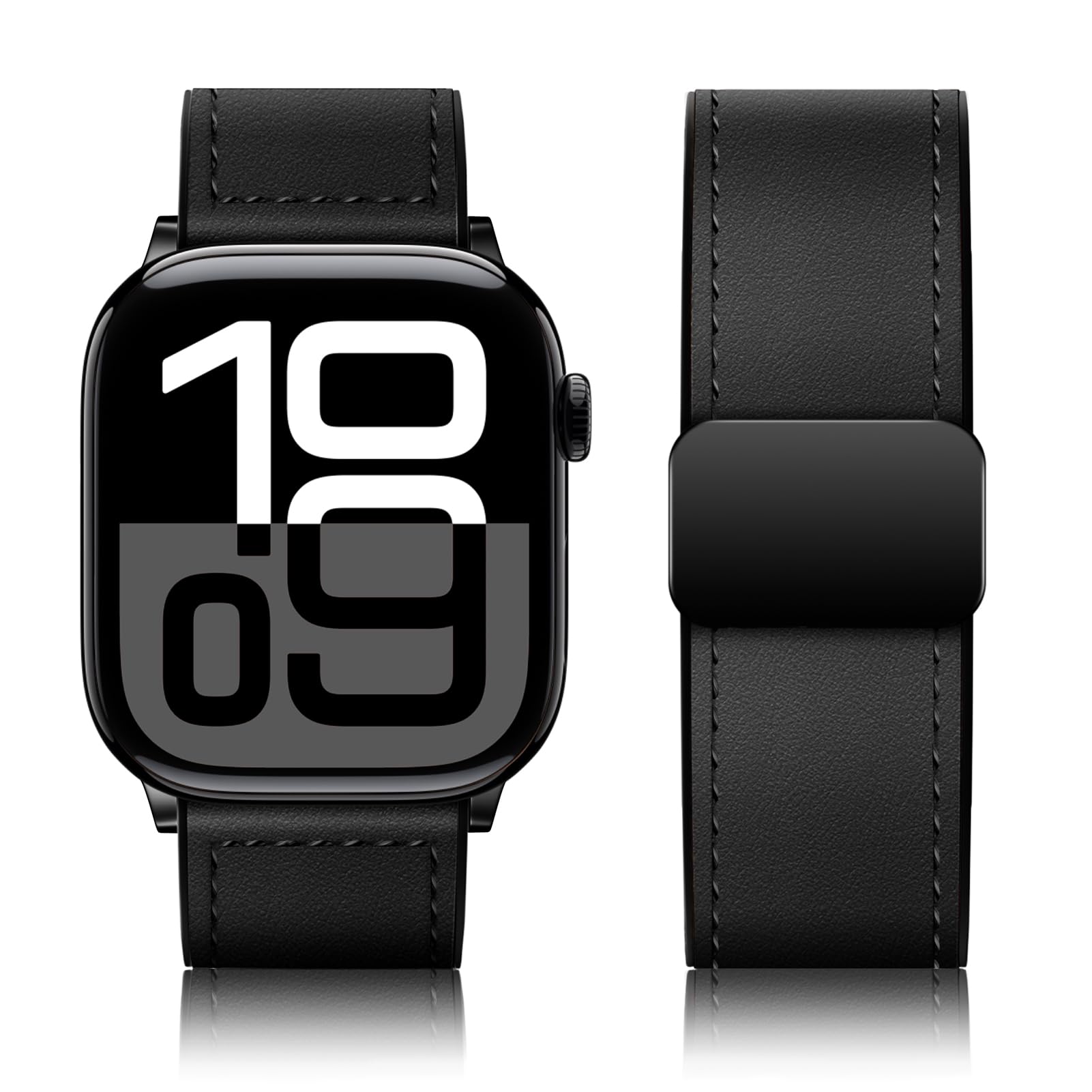 Qimela Magnetic Leather Strap Compatible with Apple Watch Band 38mm 40mm 41mm 42mm 44mm 45mm 46mm 49mm for Men Women,Top Grain Genuine Leather