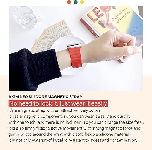 Miniatura 3 de Akim Correa compatible con Apple Watch de 1.654 in 1.732 in 1.772 in 1.929 in 1.496 in 1.575 in 1.614 in, cierre magnético de silicona suave, correa