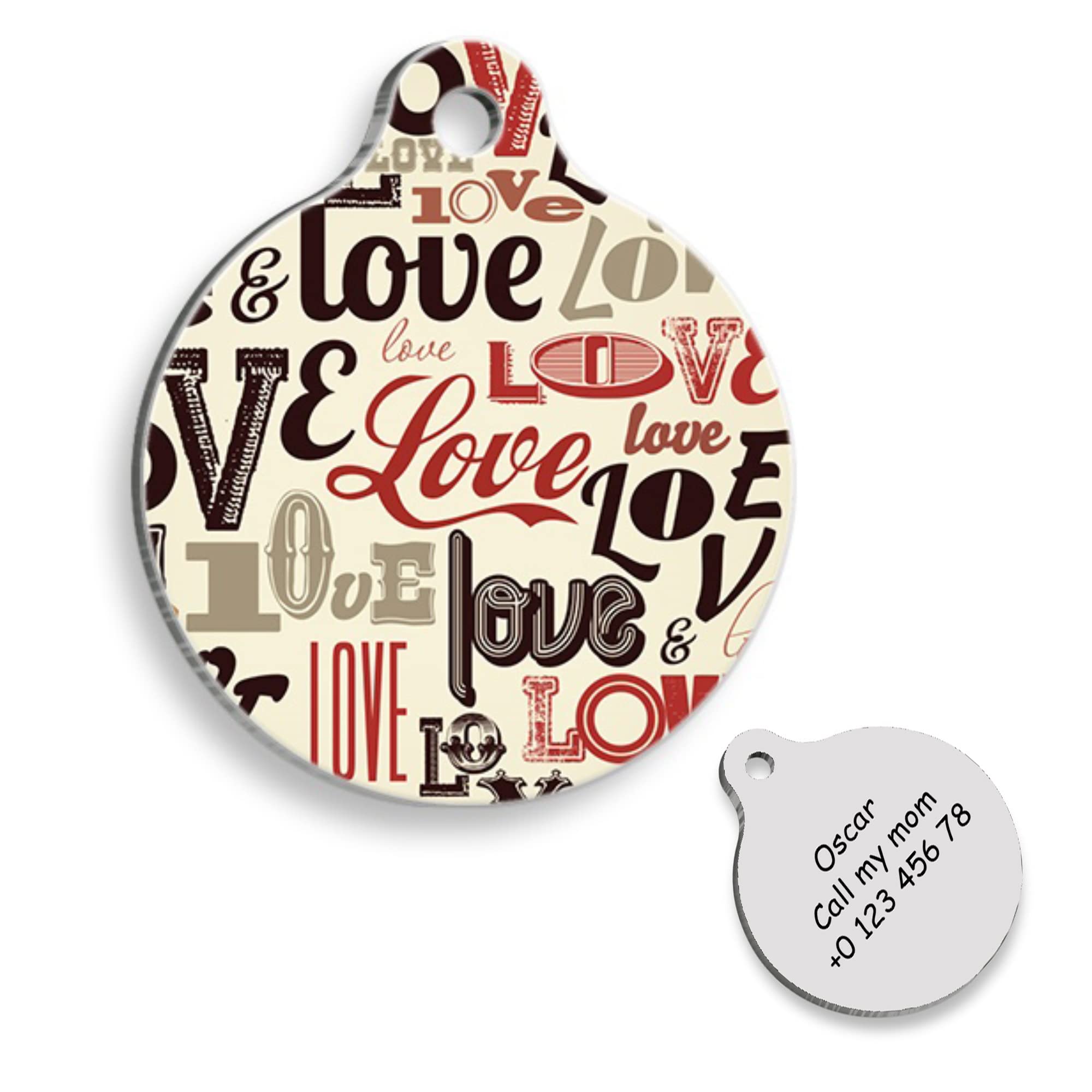 LOVE Personalized Dog Tag - Custom Name Tag - ID Tag for Dog & Cat - Customized Pet Tags - Dog & Cat Name id Tag - Dog Name Tag - Engraved Dog Tag