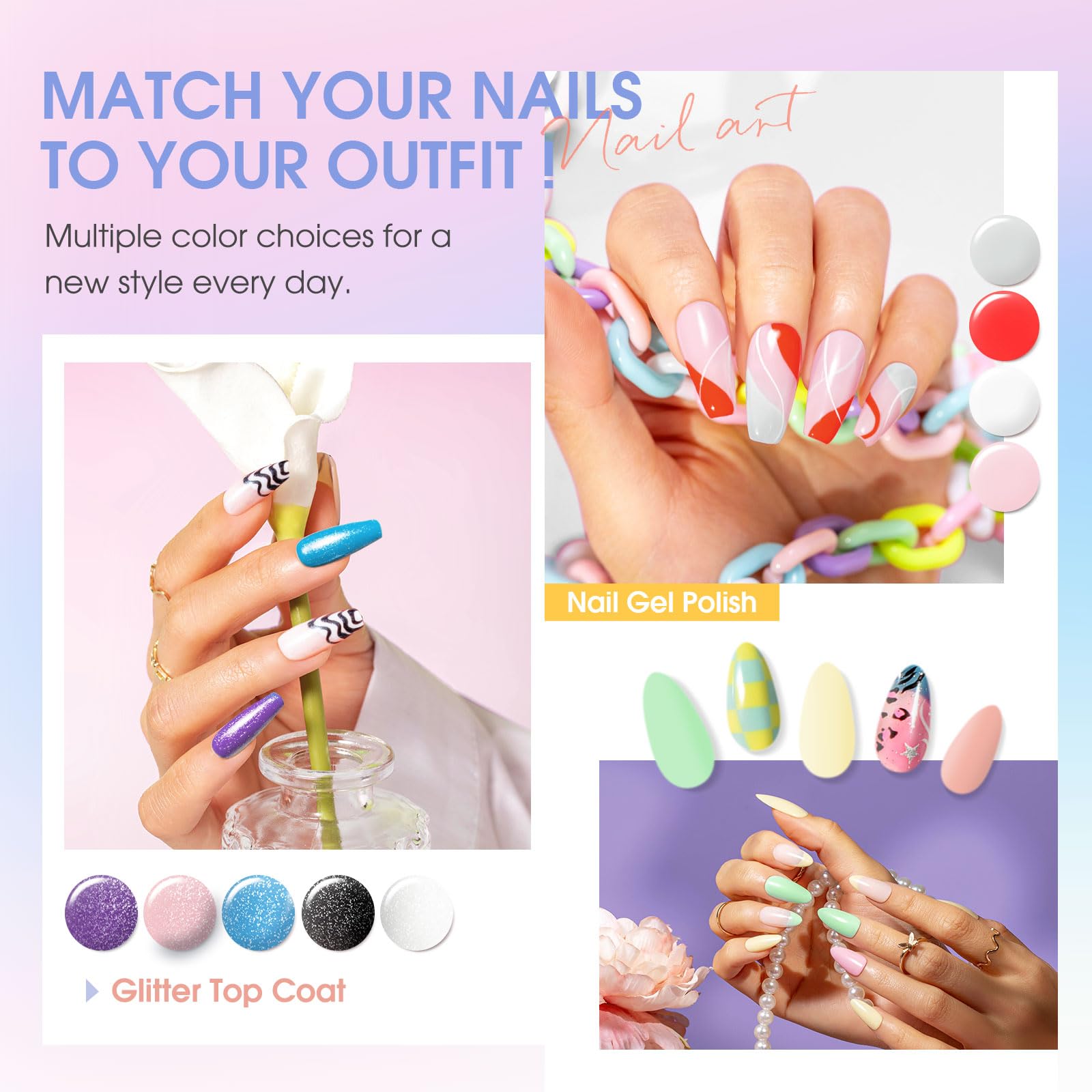 ROSALIND Smalto Semipermanente Unghie, 80 Pezzi Bianco Rosso Blu Verde Viola Colori Smalti Semipermanenti per Unghie Rosa Grigio Oro, UV/LED Mini Smalto Gel Unghie Manicure Regalo