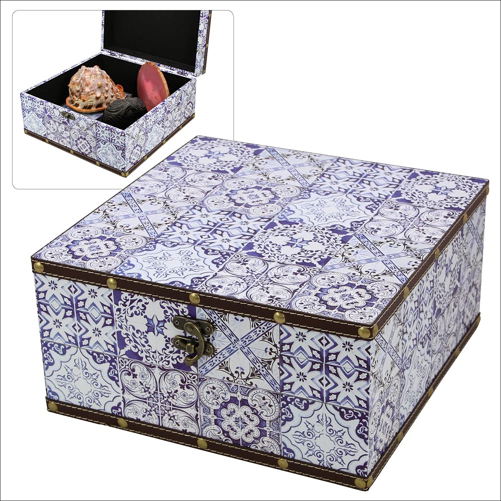 Coffre au trésor de mariage en bois antique avec motif maurique de rangement
