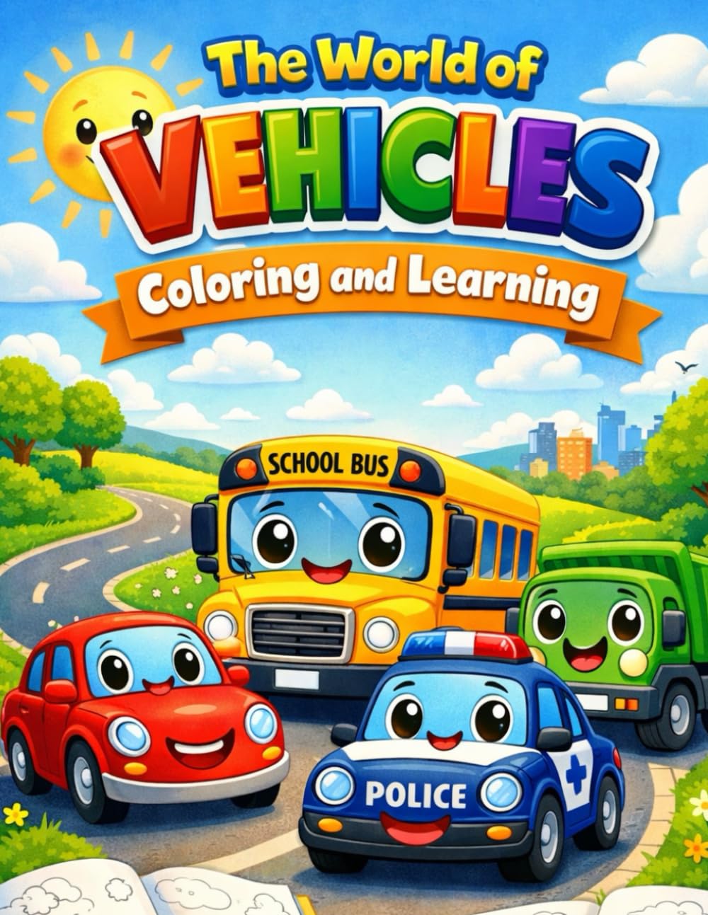 The World of Vehicles: Coloring and Learning: A Fun & Educational Coloring Book for Toddlers and Preschoolers: Discover Cars, Trucks, Buses, and More!