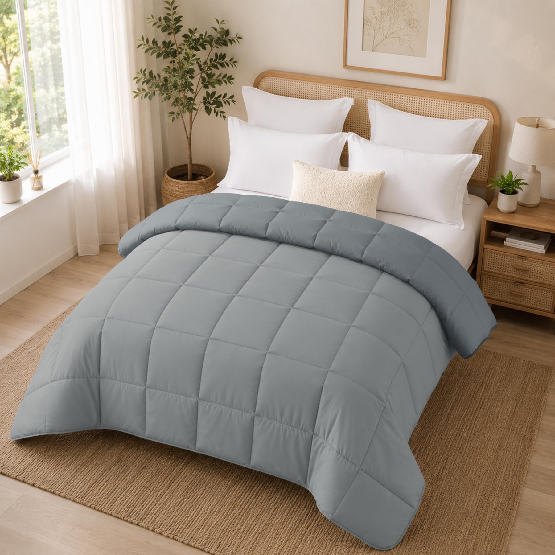 DALINA Edredón de Fibra para Cama 150, 240 x 220 cm, 170gr/M², Gris | Relleno Nórdico 100% Poliester, Doble Cara Comfortable, Suave, Transpirable, Ligera