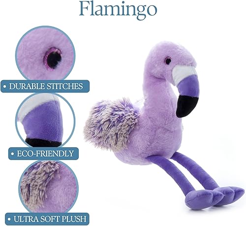 Miniatura 6 de The Petting Zoo Peluche de flamenco morado, regalos para niños, juguete de peluche de flamenco de Pazzion morado, 12 pulgadas