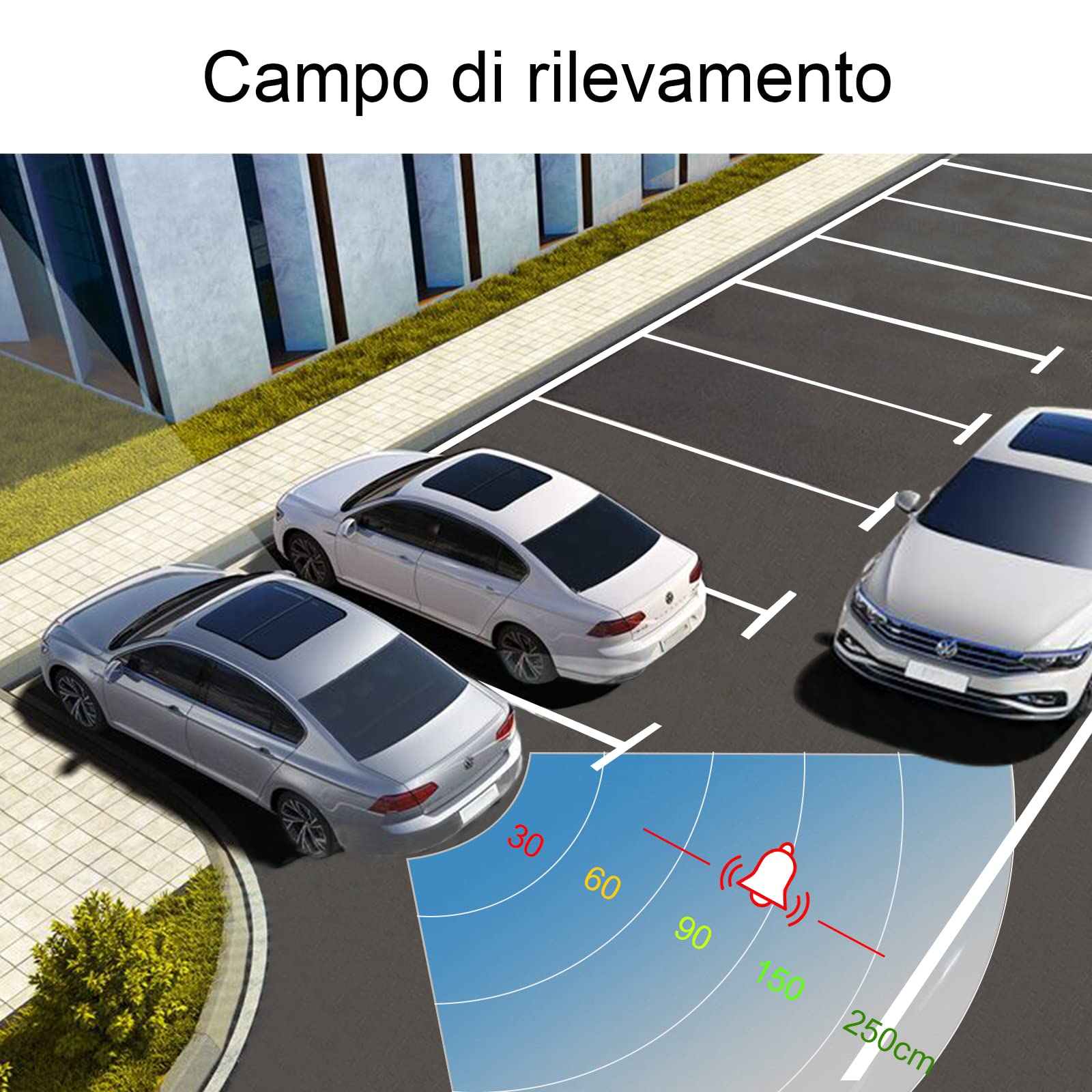 Einparksensor Rückfahrradarsensor Rückfahrradar-Kit enthält 4 Parksensoren, akustische Warnung. (schwarz)