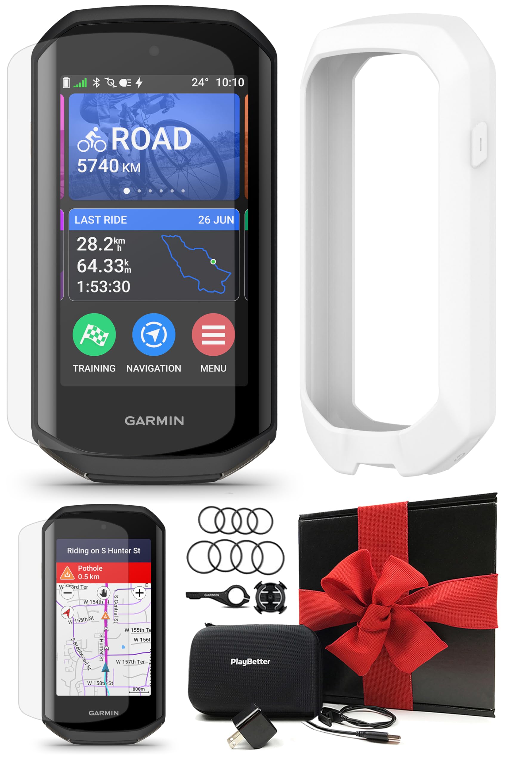 Garmin Edge 1050 Cycling GPS Computer White Silicone Case Gift Box Bundle