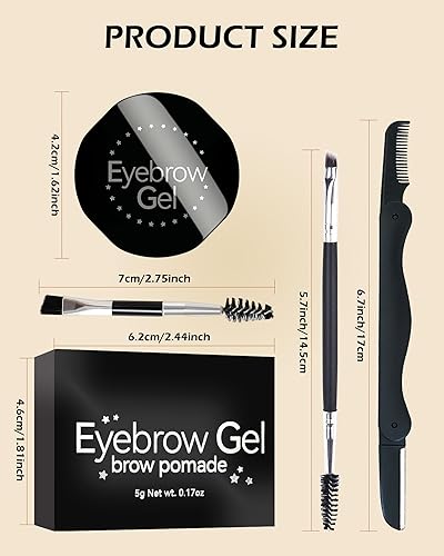Miniatura 8 de Juego de pomada de cejas de gel para cejas, 2 en 1, impermeable, tinte para cejas, color castaño rojizo y cera de pegamento transparente para fijar