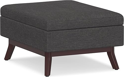 Miniatura 20 de Simpli Home Owen - Taburete rectangular de 48 pulgadas de ancho, con reposapiés de piel sintética para sala, color marrón Sillín café