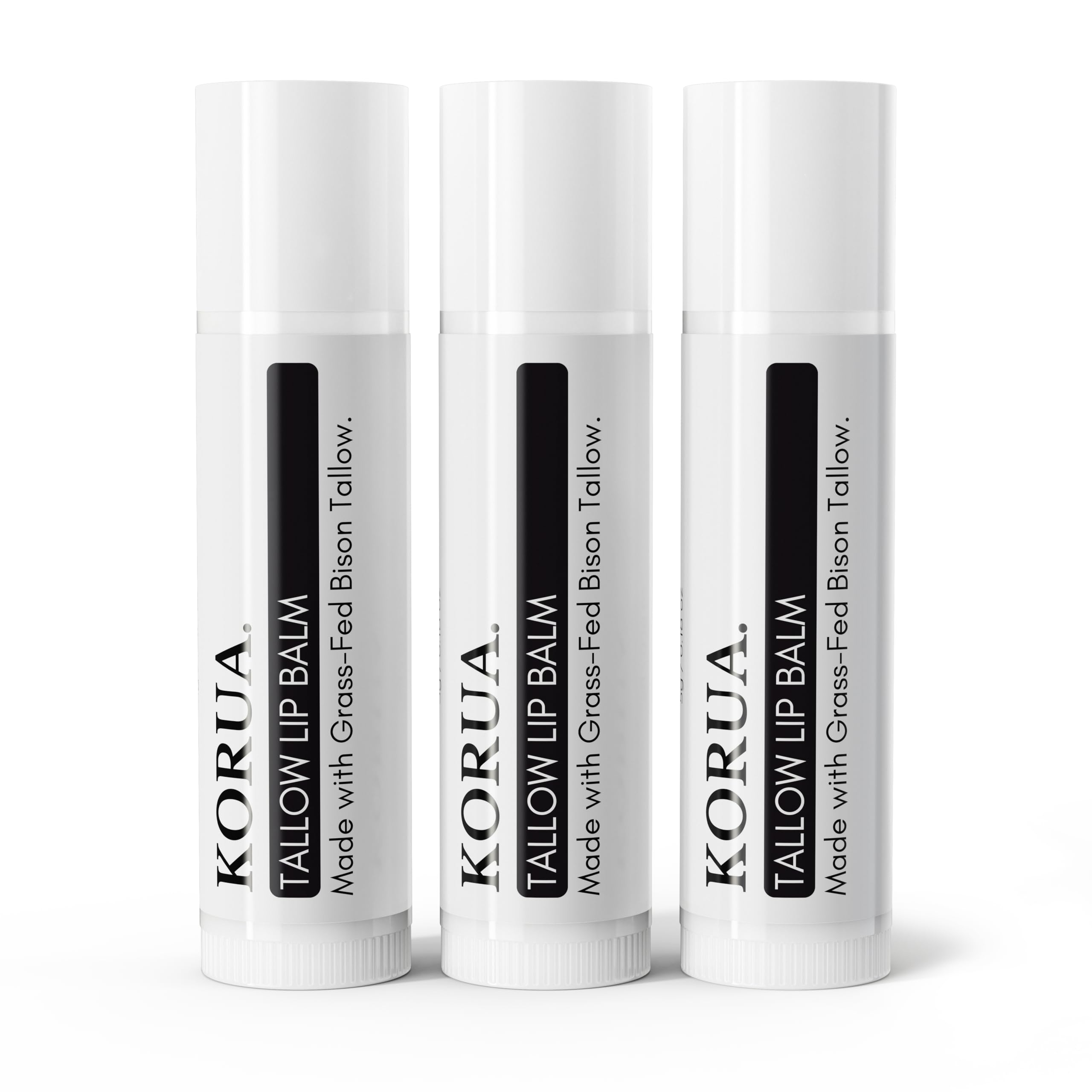 Grass-Fed Bison Tallow Lip Balm (Set of 3) Made with Shea Butter, Honey, and Jojoba Oil