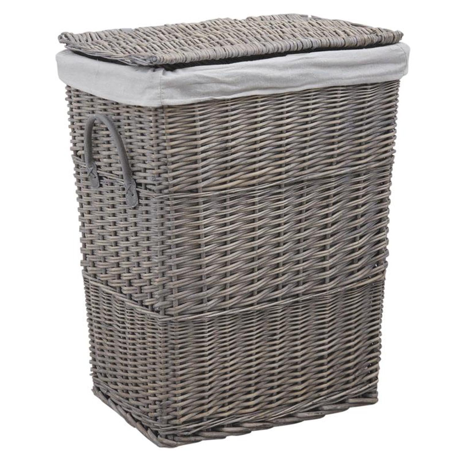 Corbeille linge osier gris idéale pour la salle de bain
