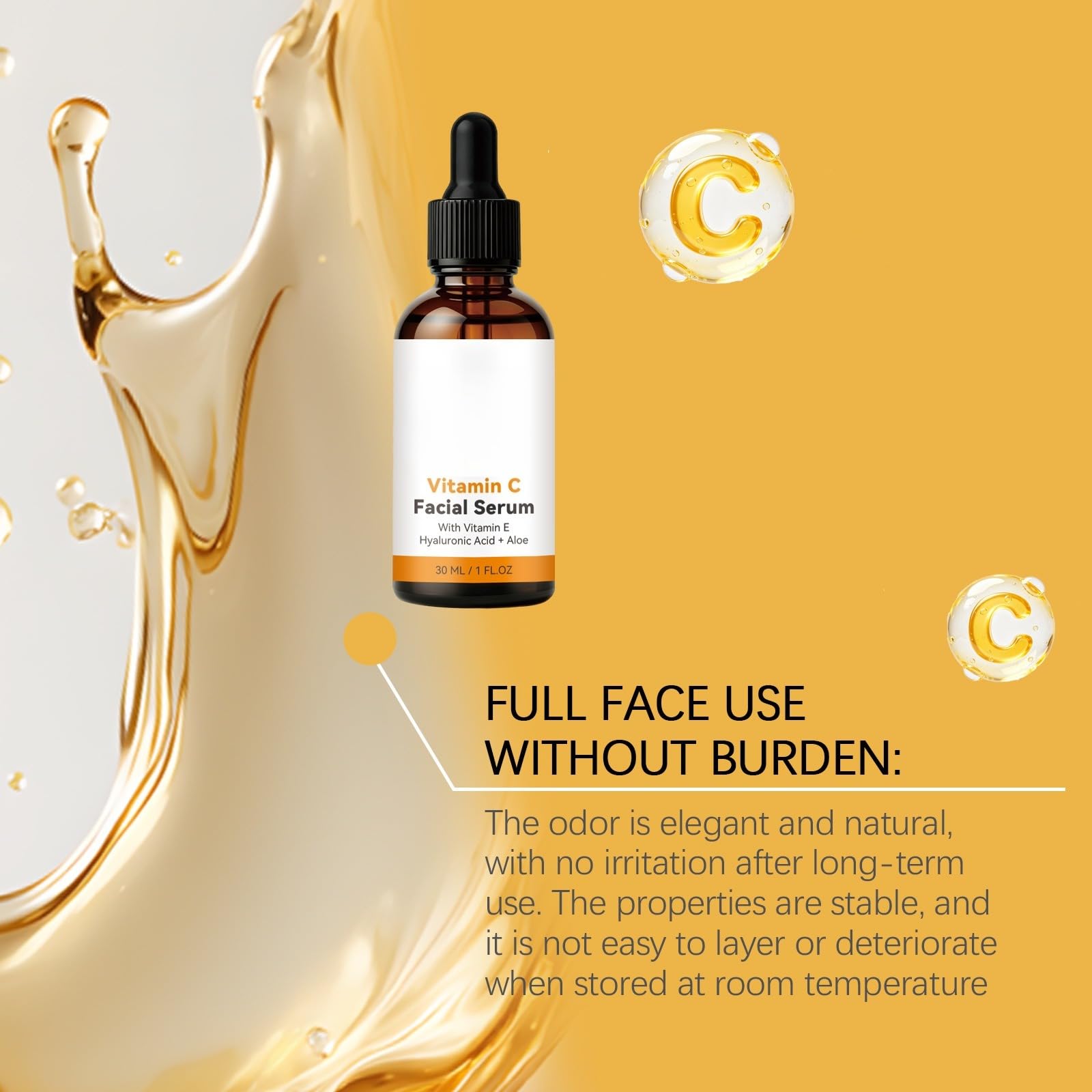 Serum witaminy C - Serum przeciwstarzeniowe Witamina C z kwasem hialuronowym, witamina E, aloes - Serum świecące dla ciemnych plam, cienkie linie i zmarszczki, przeciw ciemnemu kołu, przeciw