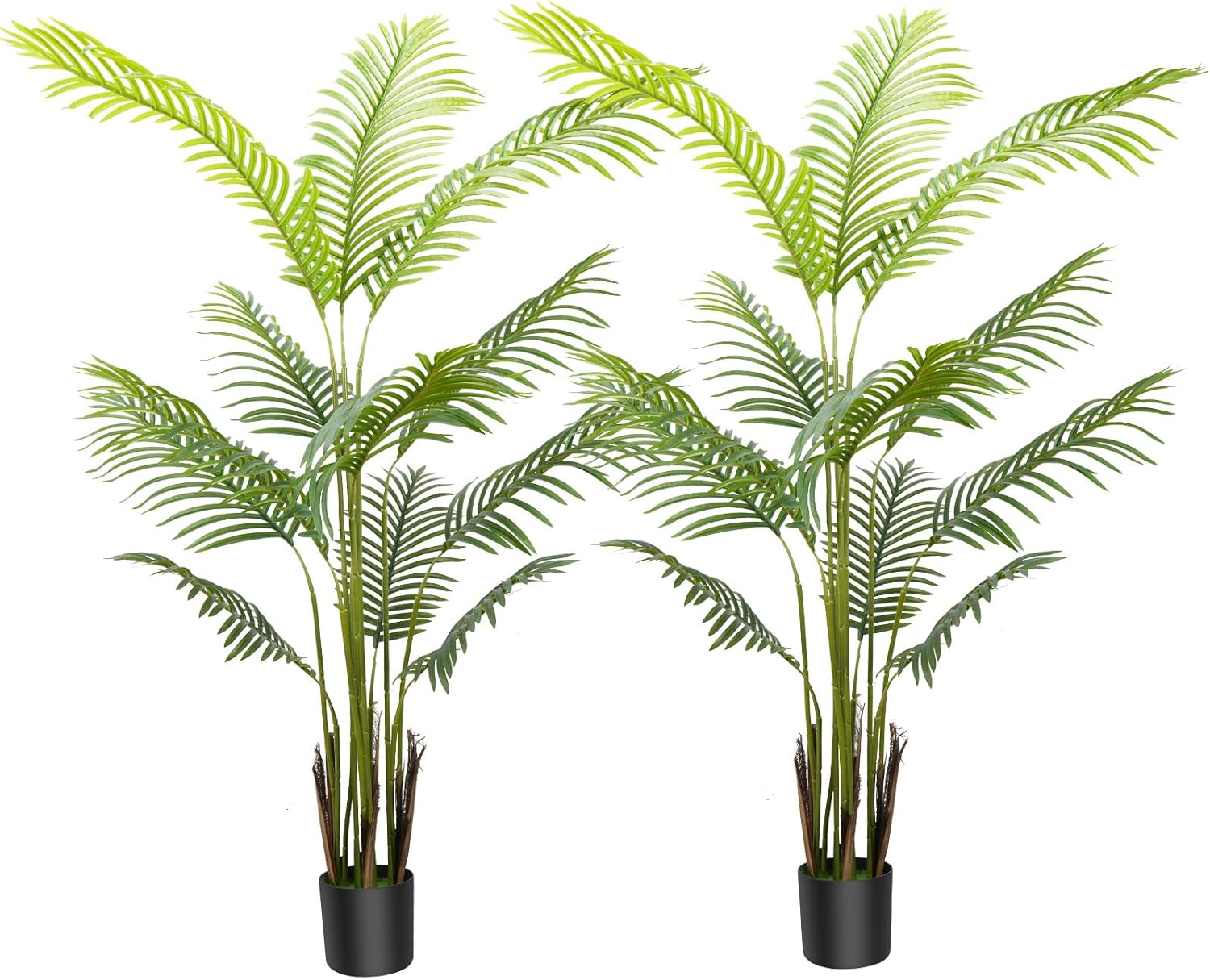 5 FT Artificial Palm Tree Faux Areca Palm Plant with 12 Leaves Faux Palm in Pot for Home Office Indoor Outdoor Modern Decoration?2pcs?
