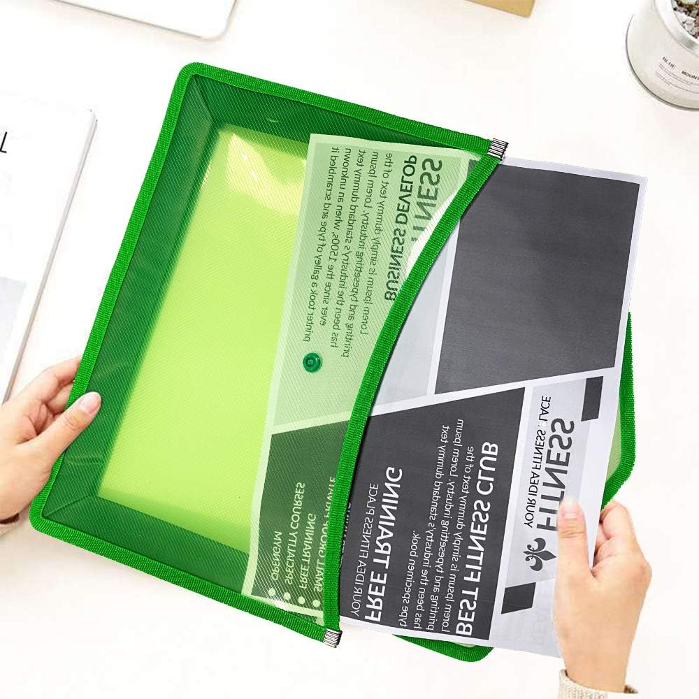 Umriox Plastic File Folders, 5 Pack A4 Poly Envelope Expanding File Wallet Document Folder with Snap Button Closure & Label Pocket (5 Colors) : Office Products