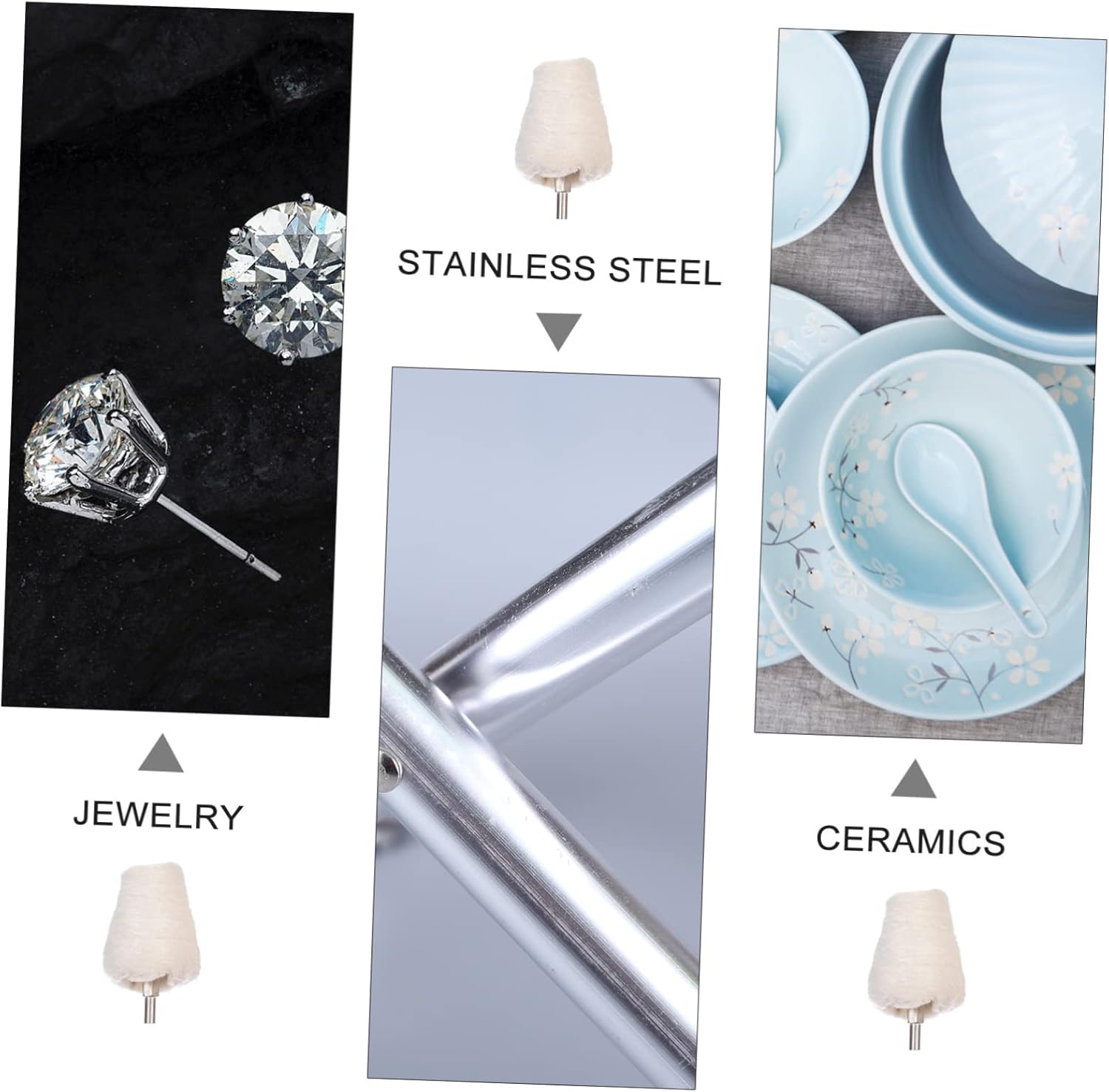 16 pcs Mop Accessories Buffing Head Aluminum Jewelry Tool Equipment Steel Polish Mini Polisher Grinder Kit Metal Cone Pad Polishing Wheel Mm Watch Drill Cloth Motorcycle Brush Polishing