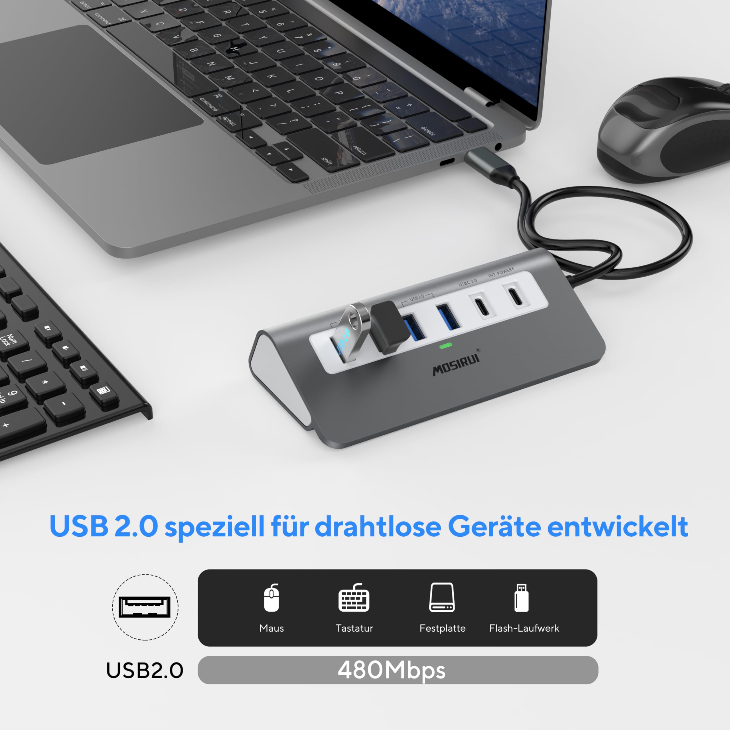 Mosirui Hub USB C 9 en 1 Adattatore con 4K HDMI Custodia in Multiporta Adattatore 2* USB 3.0 e USB C 5Gbps,PD 100W,SD/TF,compatibile con iPhone 15 Pro/Max MacBook iPad Pro iMac More Type C