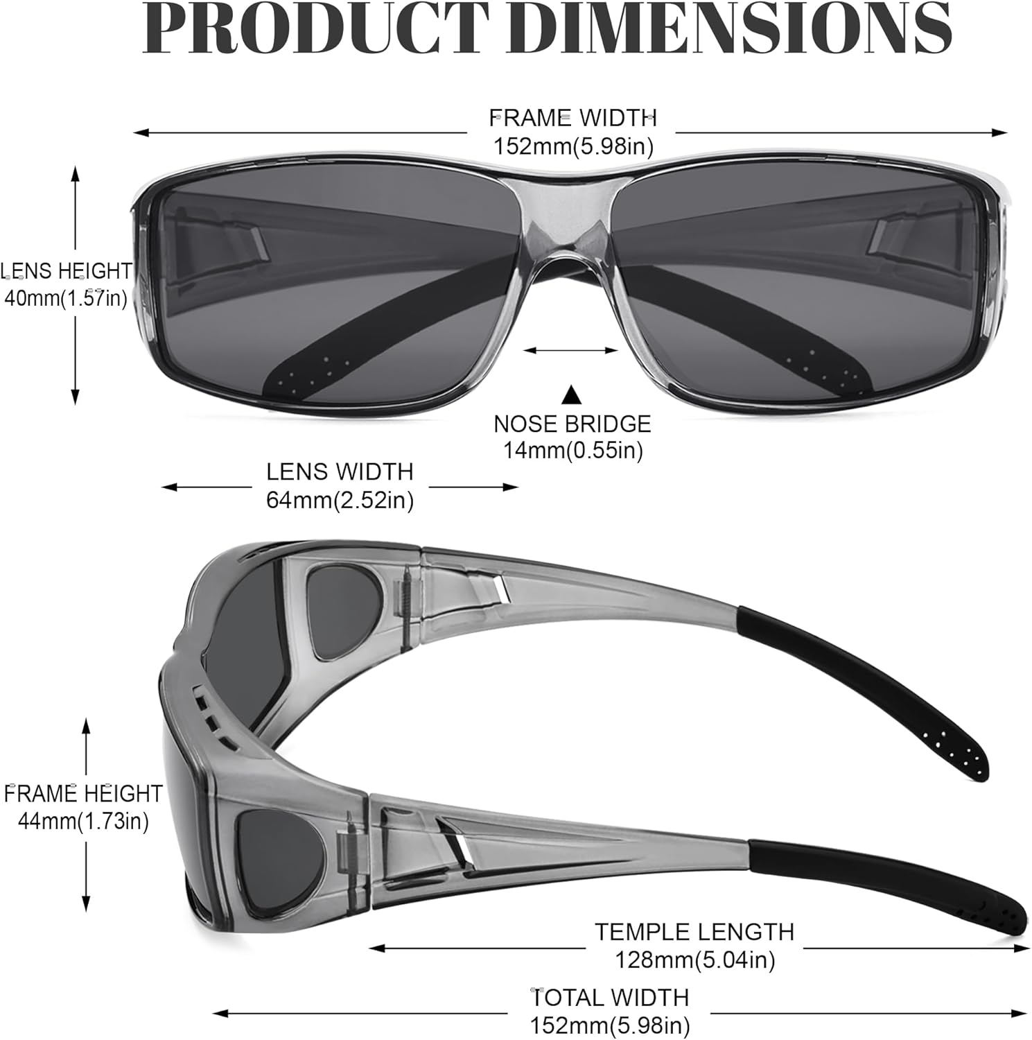 Polarized Sunglasses Fit Over Glasses for Women & Men, Wrap Around Summer Shades UV400 Protection - Image 4