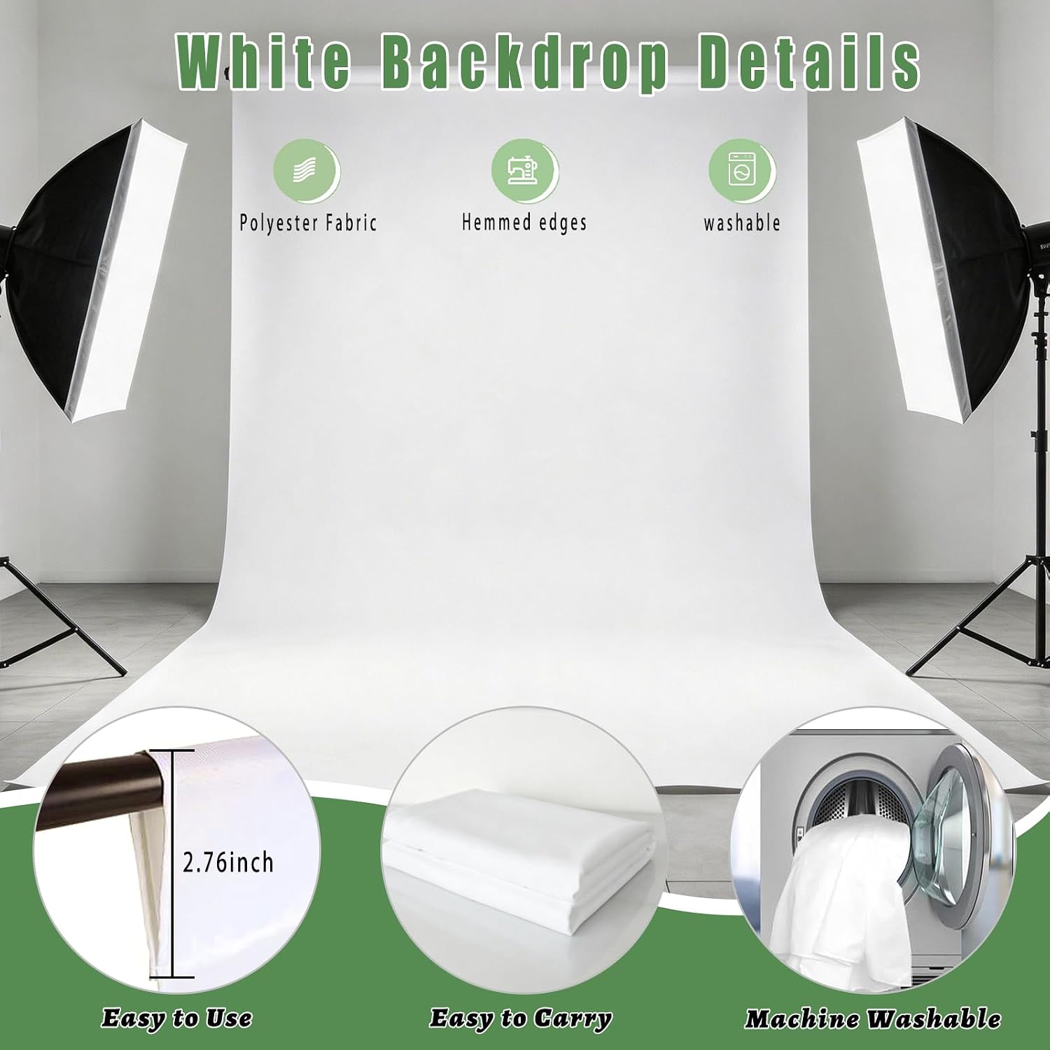 White Photography Backdrop for Photoshoot, Photo Backdrop Curtain, White Backdrops for Party Portrait Photoshoots Video Studio 10FTx20FT