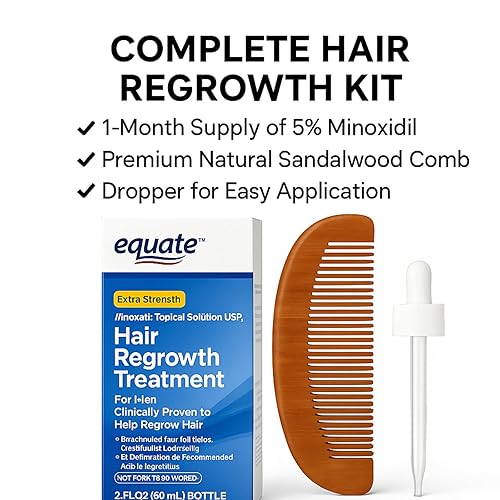 Miniatura 4 de Equate Minoxidil - Solución de recrecimiento del cabello al 5% para hombres, suministro de 1 mes, solución de crecimiento de 2 onzas líquidas para