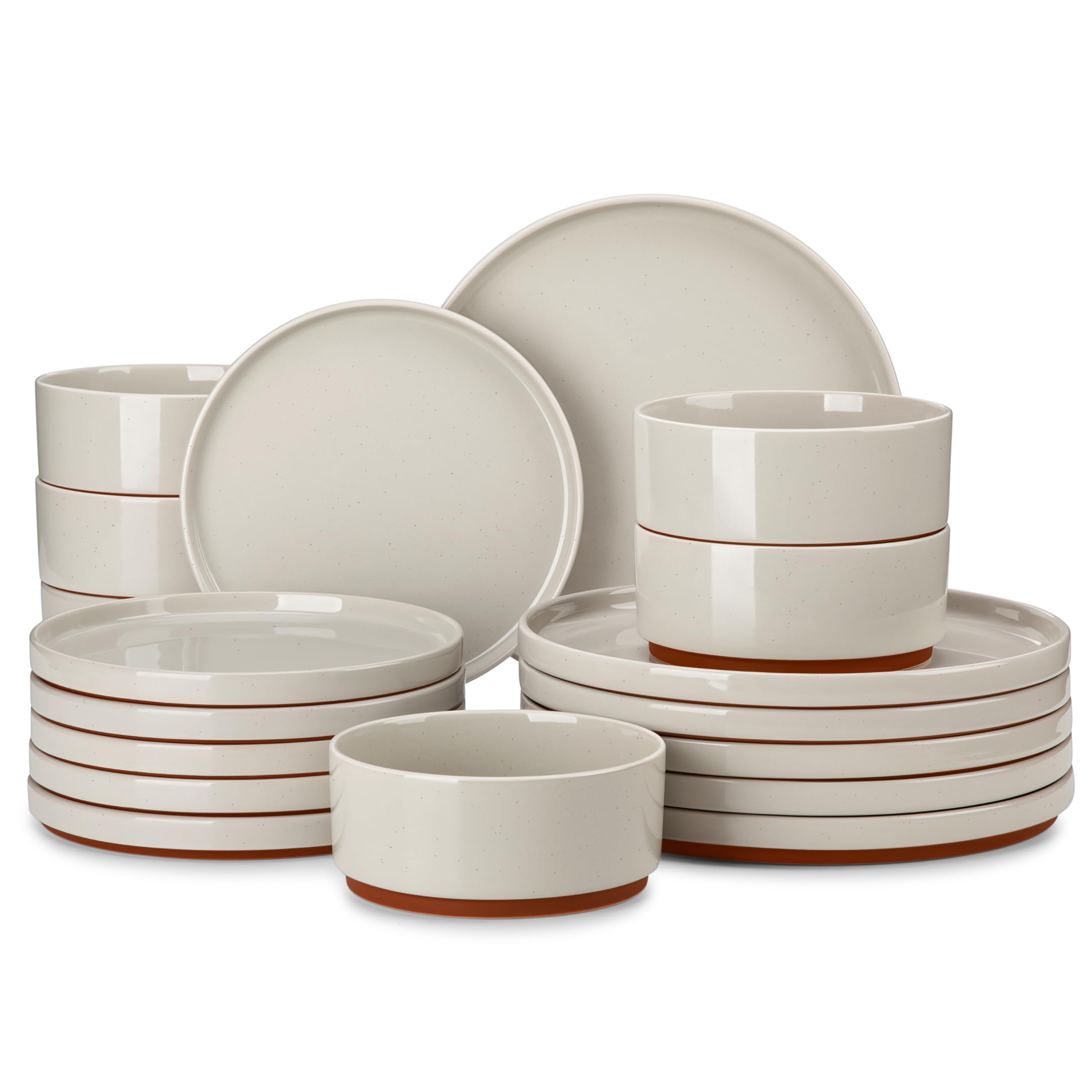 MALACASA Plates and Bowls Set, 18 Piece Elegant Raised Edge Dinner Sets for 6 People, Scratch Resistant Dinnerware Sets Crockery Set, Mircowave Dishwasher Safe Dishes Set, Grey, Leah Series — image 1