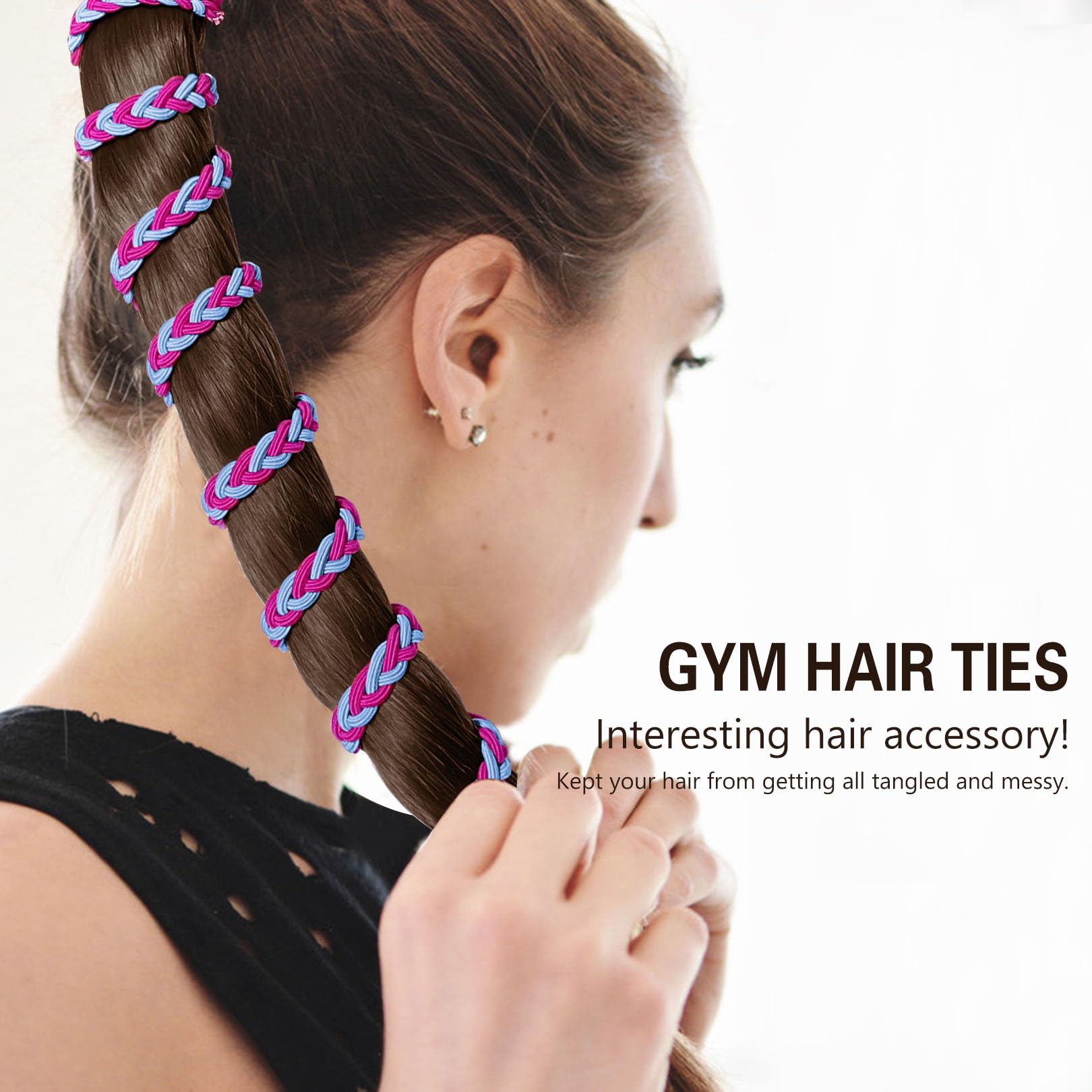 Spiral Hair Tie Sprots Ponytail Holders, Elastic Braided Hair Ties No Damage, Pony Tail Wrap for Long Hair for Gym, Swimming, Diving 25