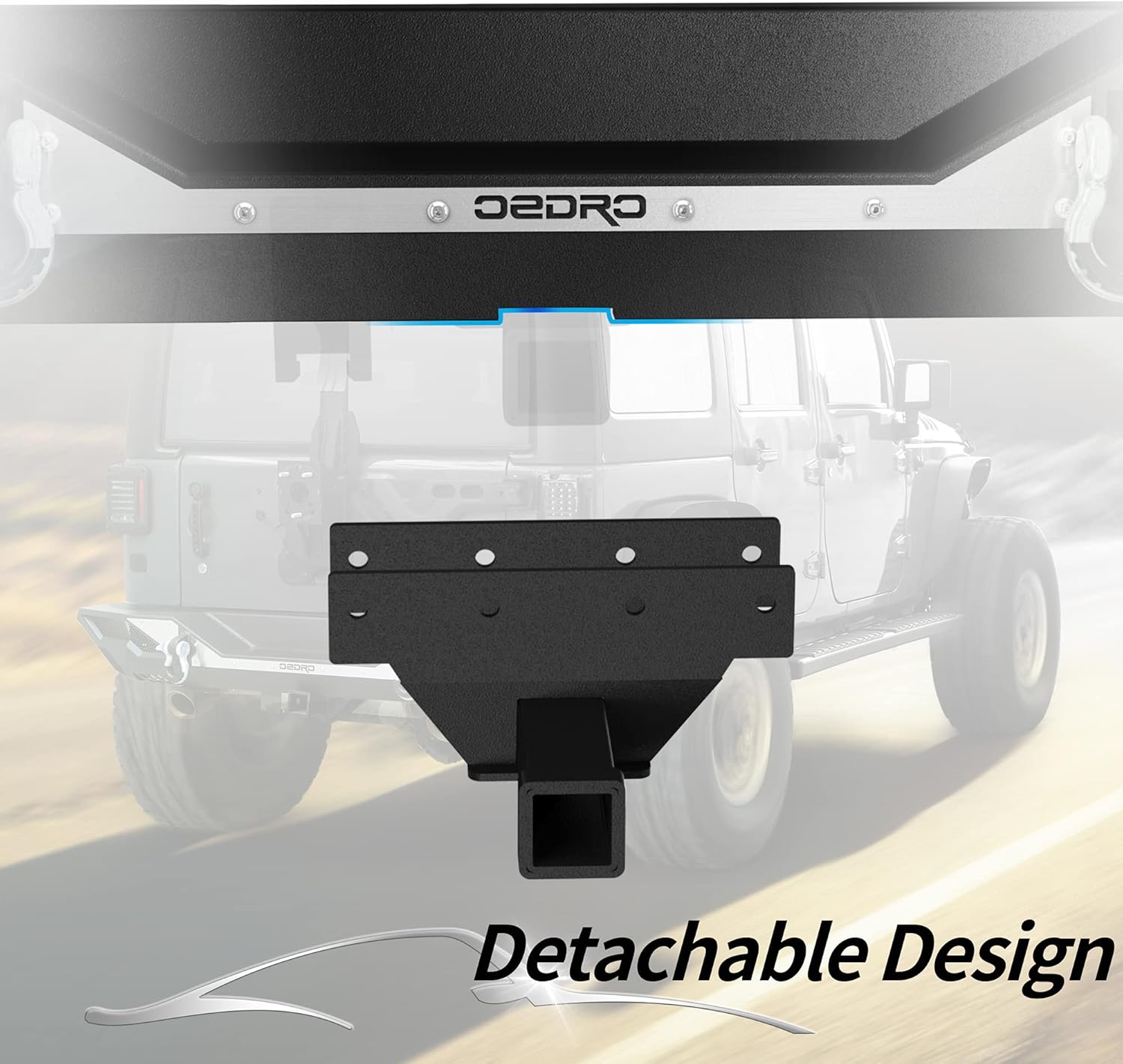 OEDRO Rear Bumper w/Tire Carrier Compatible for 2007-2018 Jeep Wrangler JK & Unlimited JKU, Off Road Full Width Back Bumper w/Hitch Receiver & D-Rings & Reflective Armor