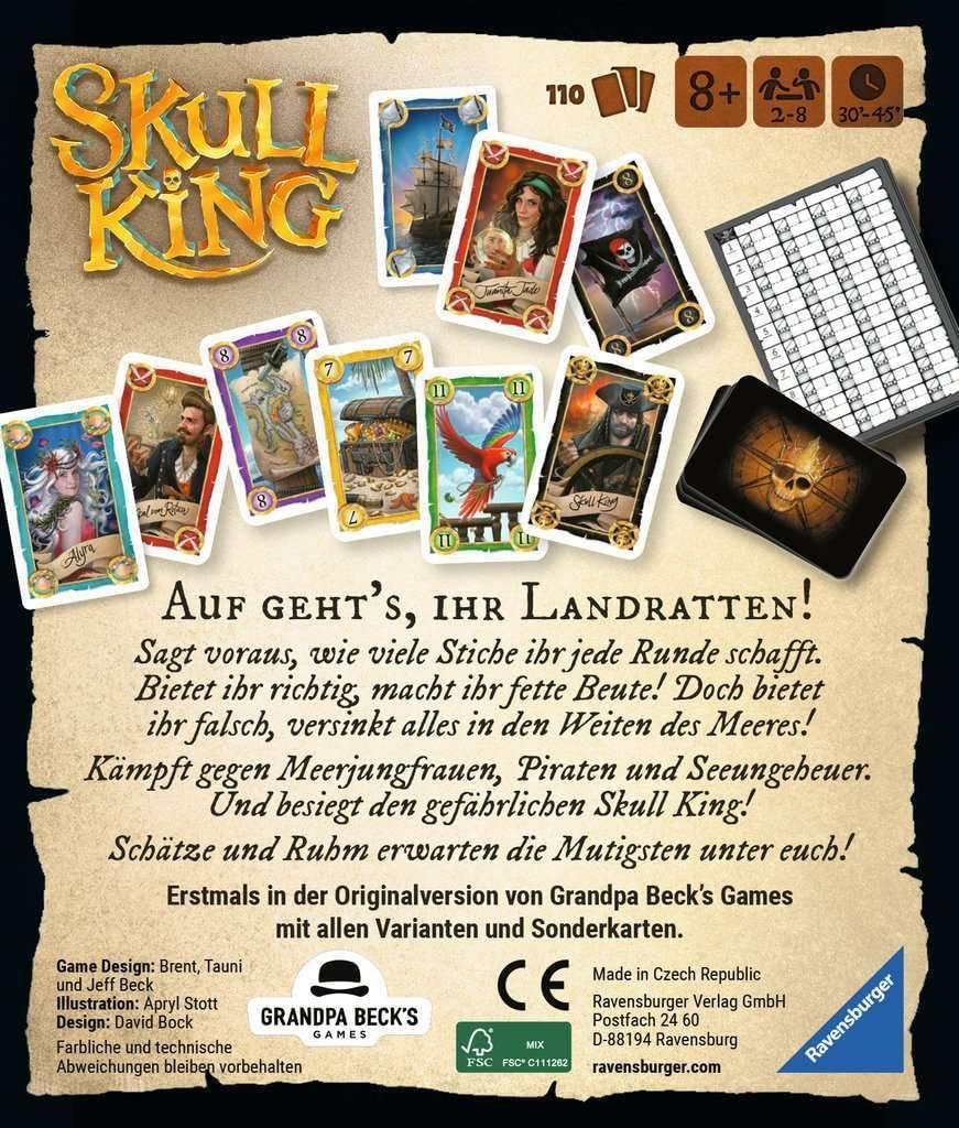 Ravensburger Spiel 22578 Skull King Stichkarte Game for 2-8 Players, Card Game for Children and Adults from 8 Years, Blue