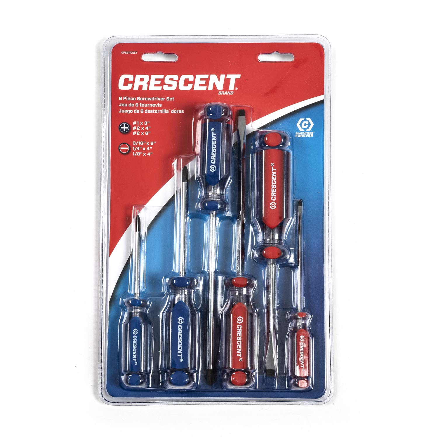 Crescent 6 Piece Phillips/Slotted Acetate Screwdriver Set - CPS6PieceSET