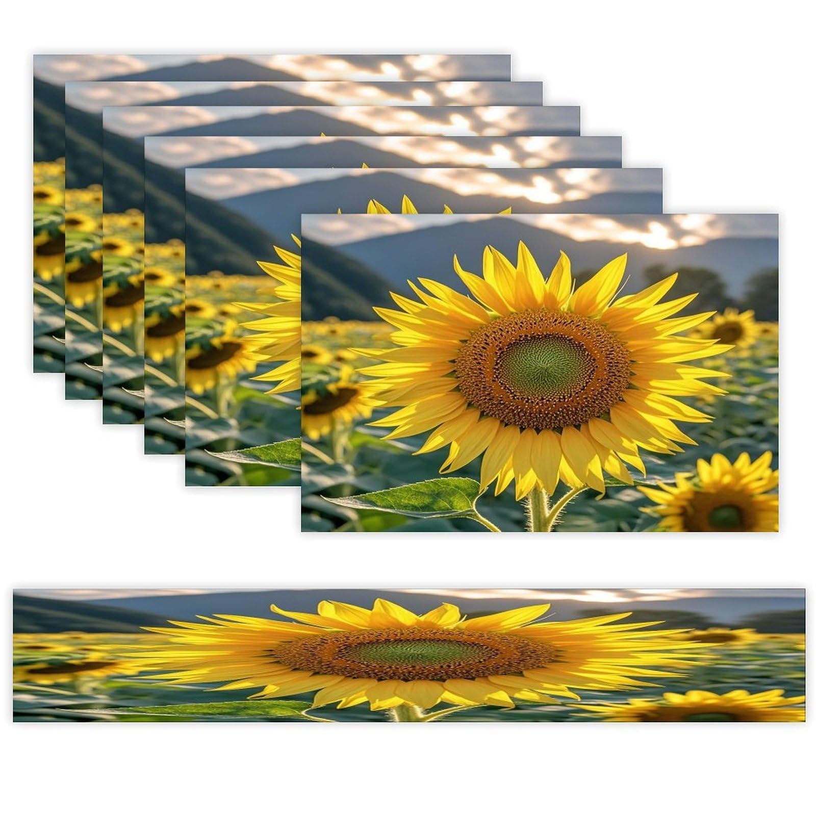 The Most Beautiful Sunflower Placemats Set of 6 and Table Runner for Holiday Party Kitchen Dining Table Decor Farmhouse Style Washable Table Mat Set Heat Resistant Linen Place Mat Sets