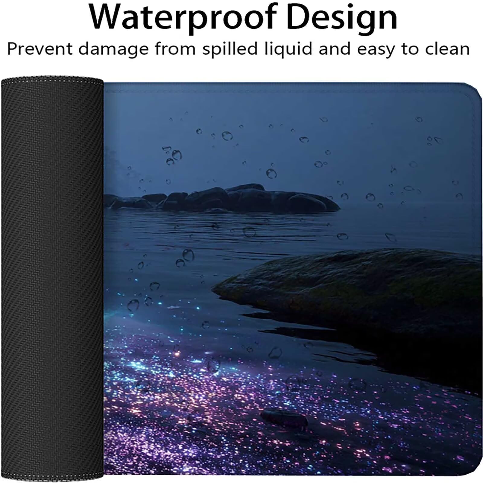 Podkładka pod mysz XXL 120 x 60 cm, niebieska podkładka pod mysz ocean z szytymi krawędziami, wodoodporna mata na biurko akcesoria na biurko dla graczy, PC, biuro, prezent -lsy2603S9